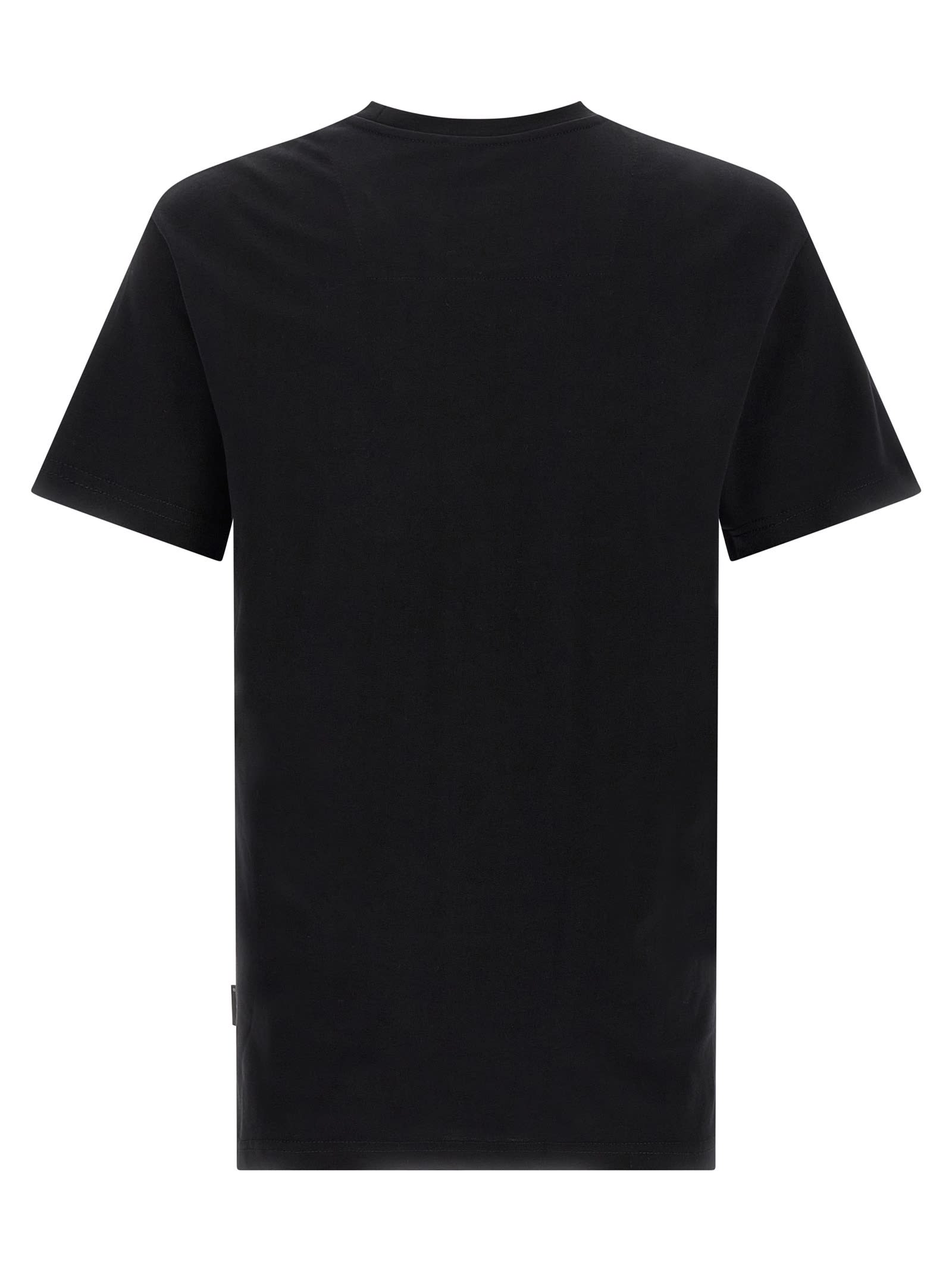 Philipp Plein Crewneck T-shirt With Front Print And Logo Patch In Black