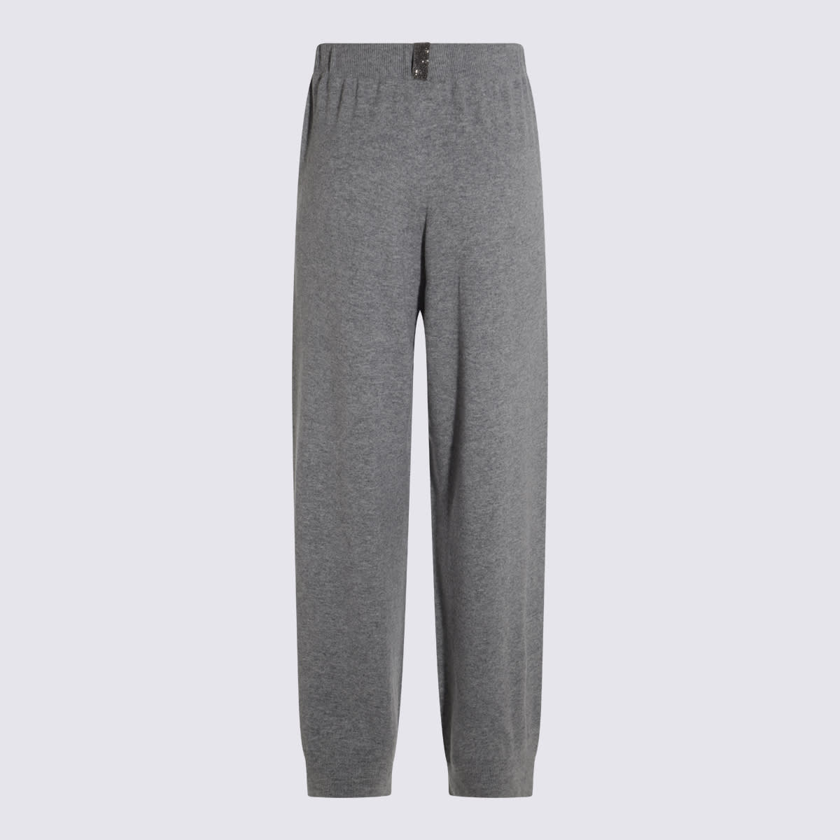 Fabiana Filippi Woolen Fabric Straight Leg Trousers With Elastic Waistband In Gray