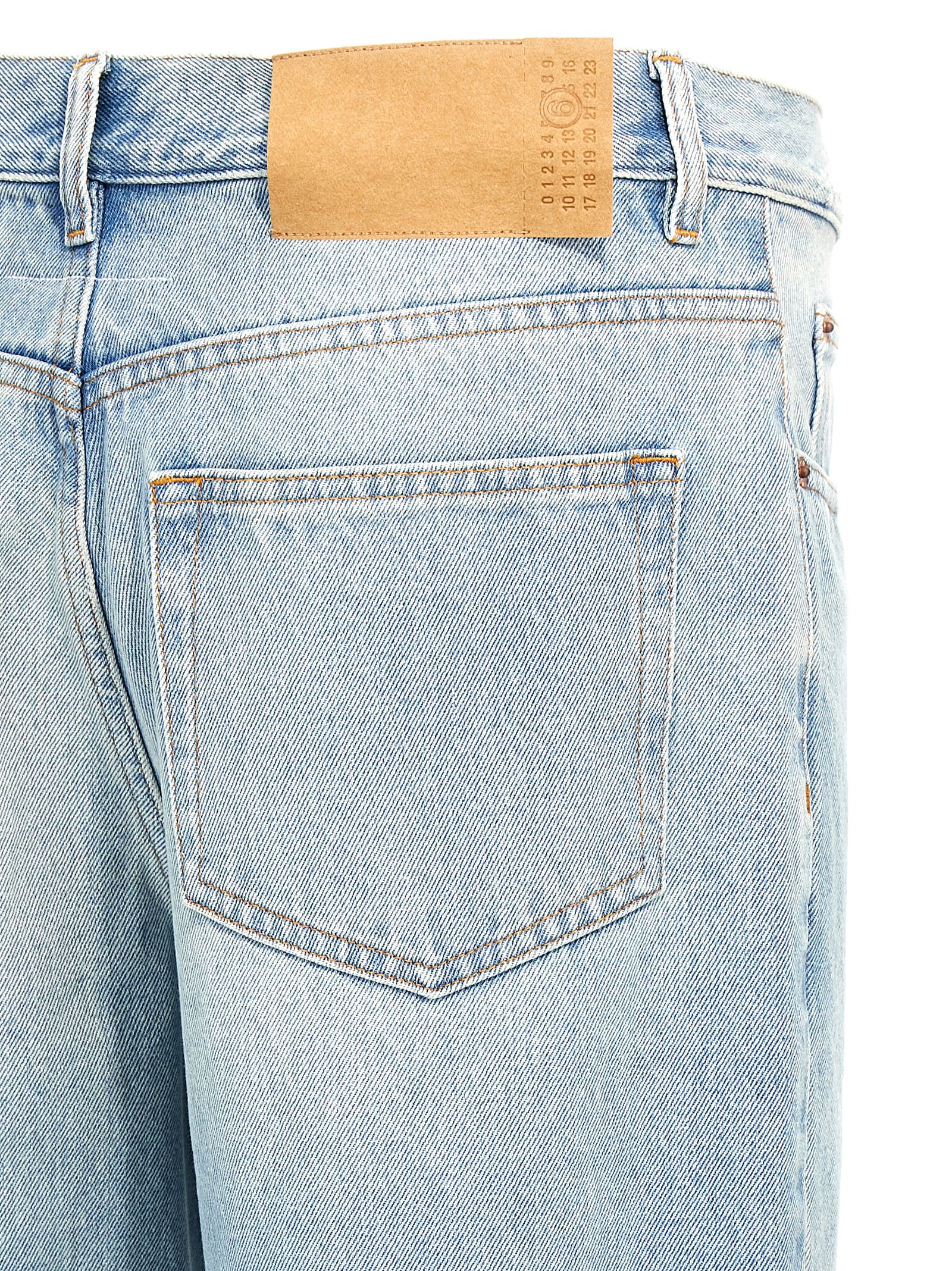 Shop Mm6 Maison Margiela Knee Detail Jeans In Light Blue