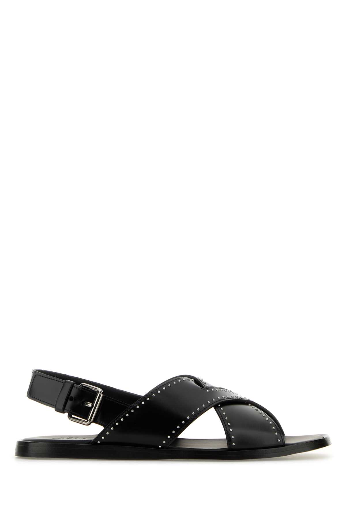 Black Leather Oksana Sandals