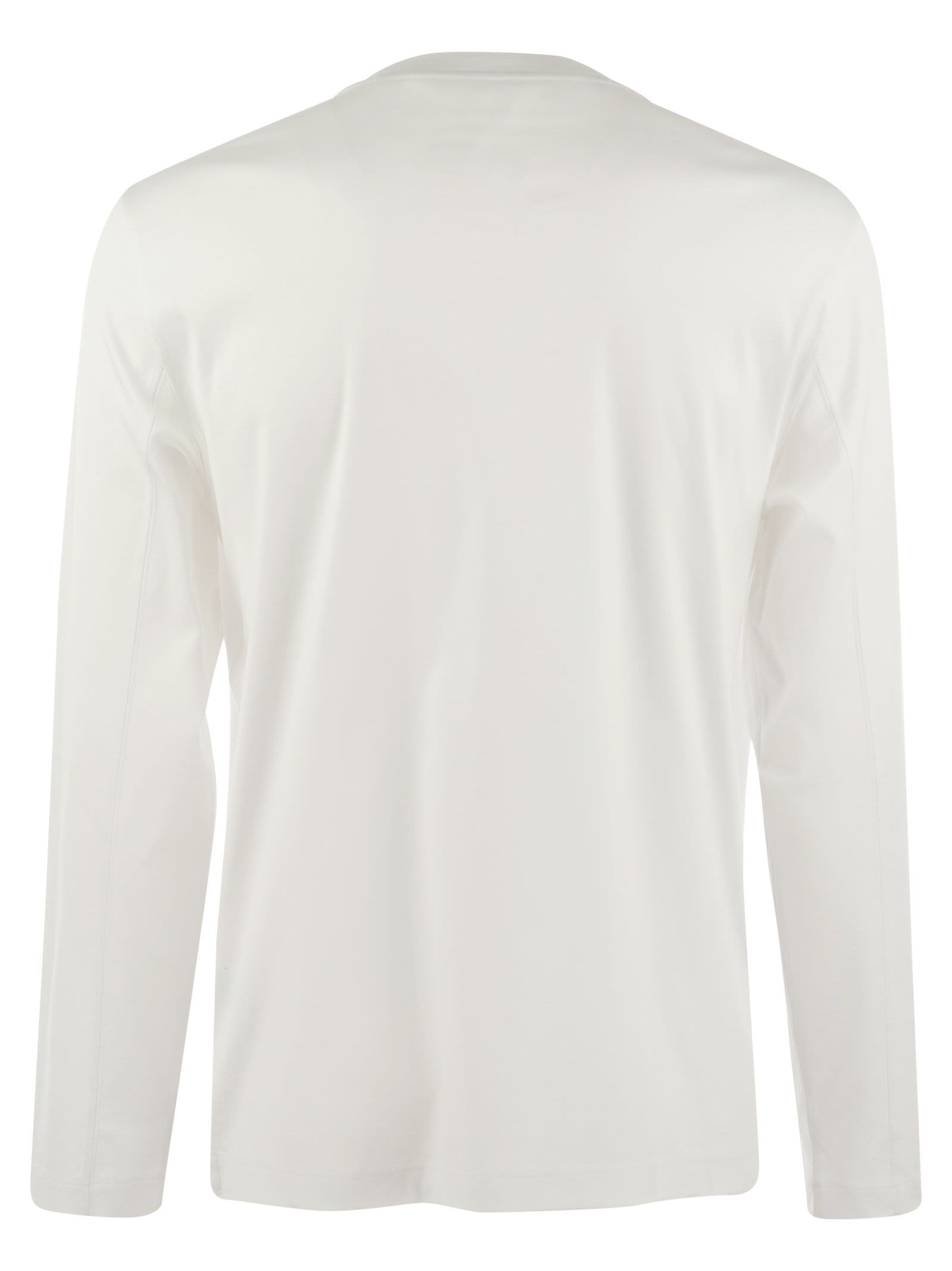 BRUNELLO CUCINELLI CREW-NECK COTTON JERSEY T-SHIRT WITH LONG SLEEVES 