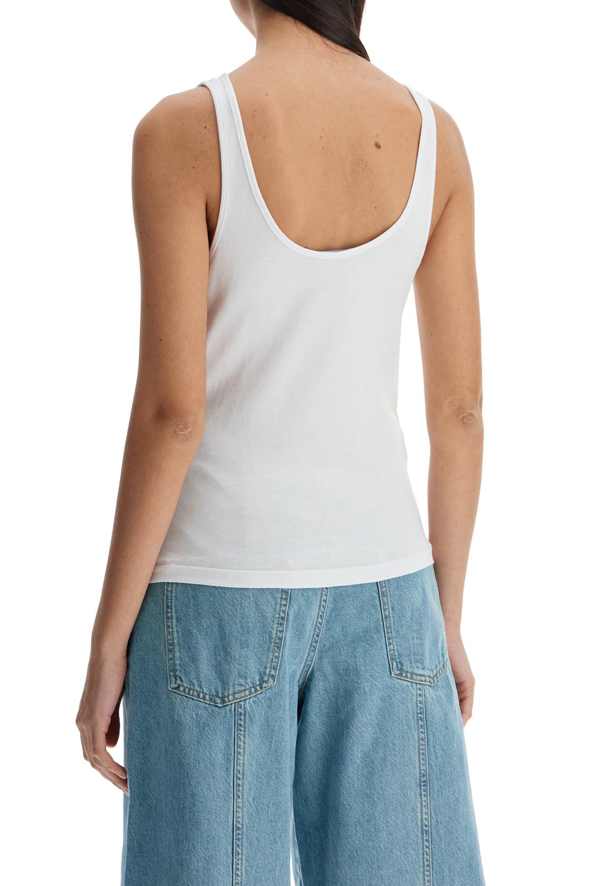Rotate Birger Christensen White Recycled Cotton Top With Deep Neckline In White