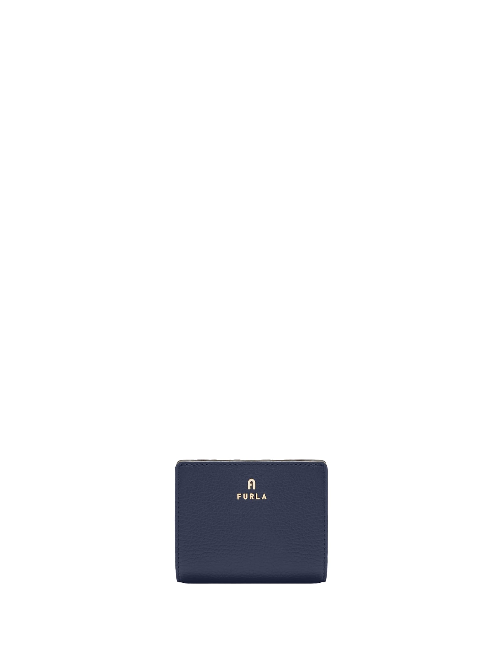 Furla Camelia S Blue Wallet In Grained Leather