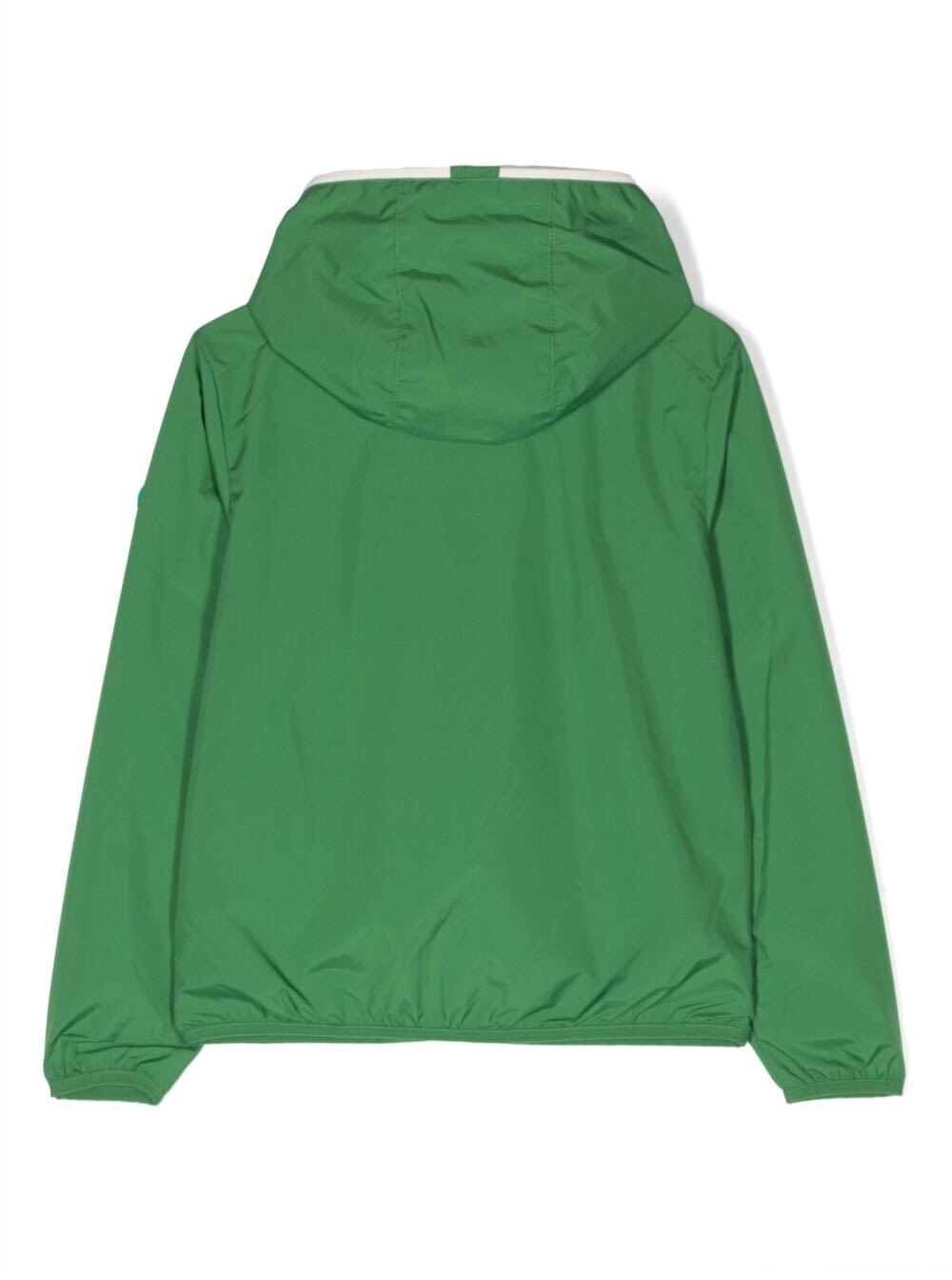 Shop Save The Duck Noel Green Hooded Wind-break Jacket With Logo Patch In Polyeter Boy
