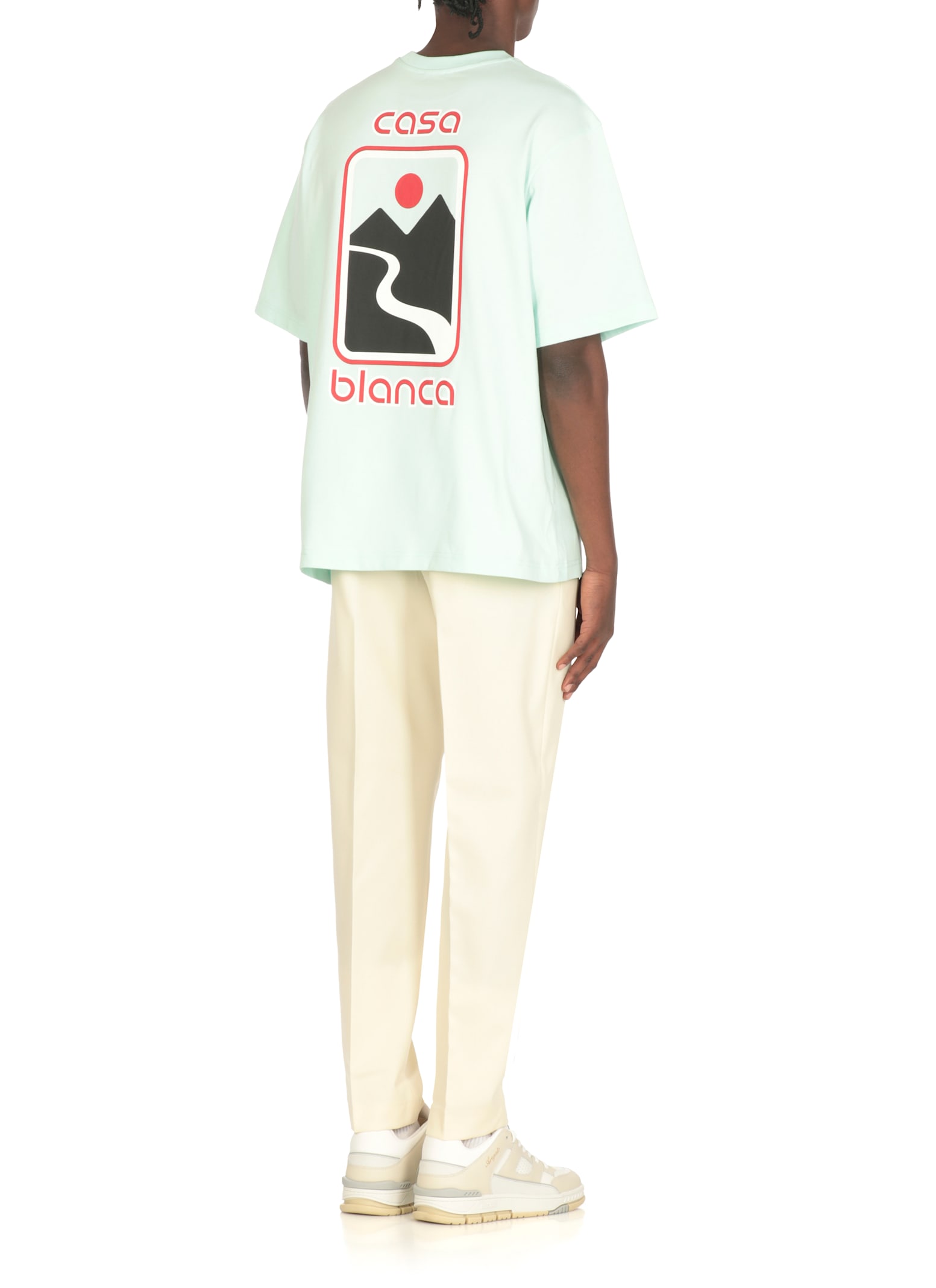 Casablanca Green T-shirt With Crewneck And Logo On The Front And Maxi Logo On The Back In Green