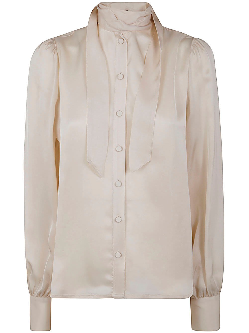 Shop Twinset Bow Detailed Satin Shirt In Old White