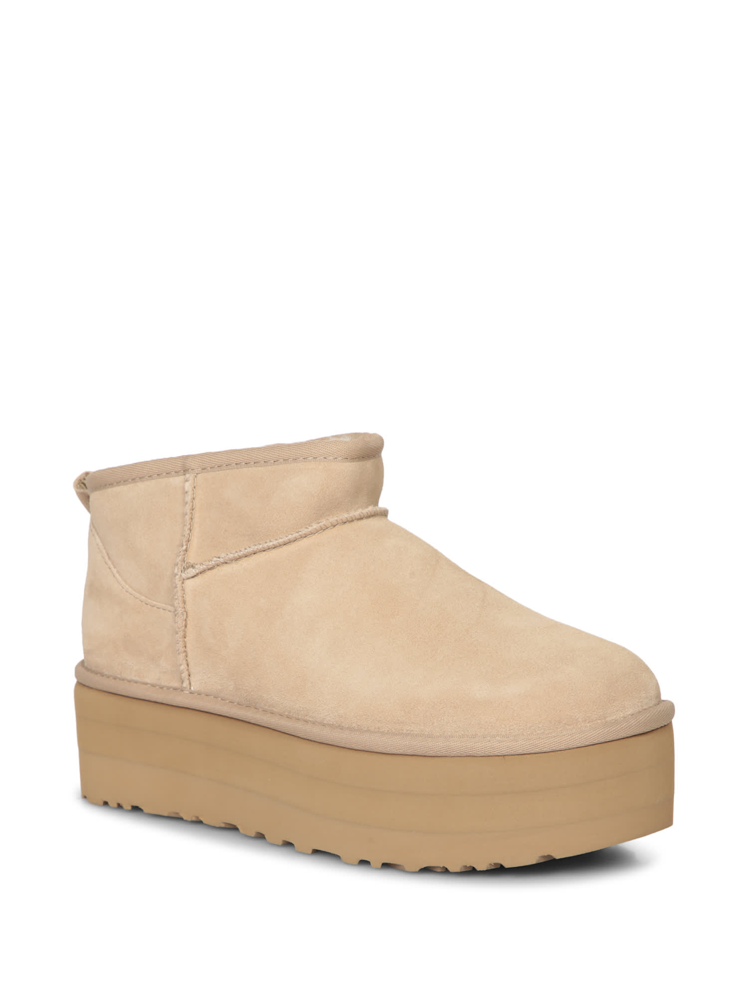 Ugg Classic Ultra Mini 1135092-san Platform Boots Women Sand Suede Comfort Ankle In Beige