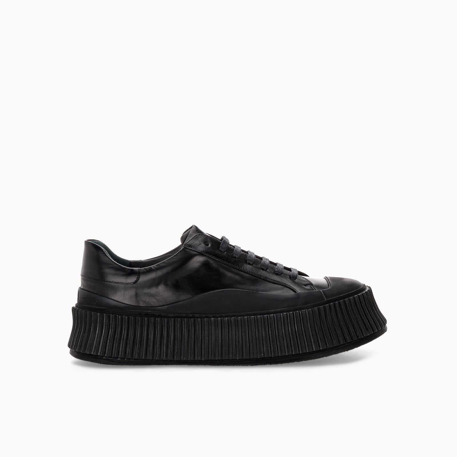 Buy Jil Sander Black Leather Low Top Sneaker online, shop Jil Sander shoes with free shipping