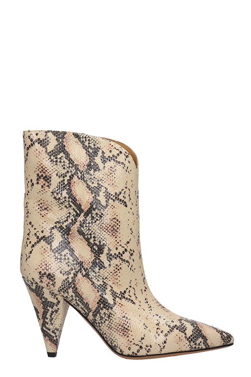 ISABEL MARANT LEINEE HIGH HEELS ANKLE BOOTS IN BEIGE LEATHER,11268223
