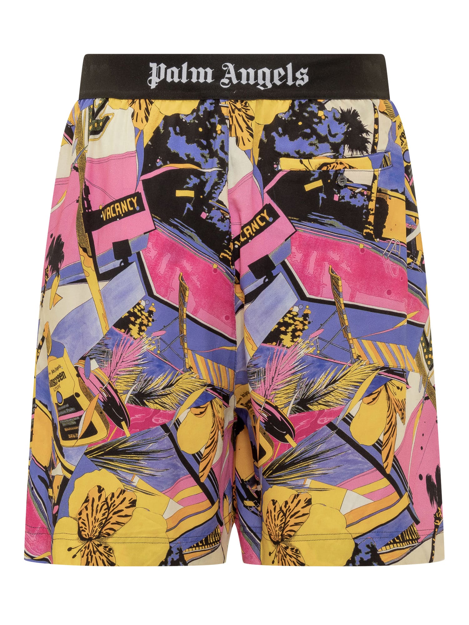 Palm Angels Man Beach Shorts And Pants Purple Size L Viscose In Multicolore