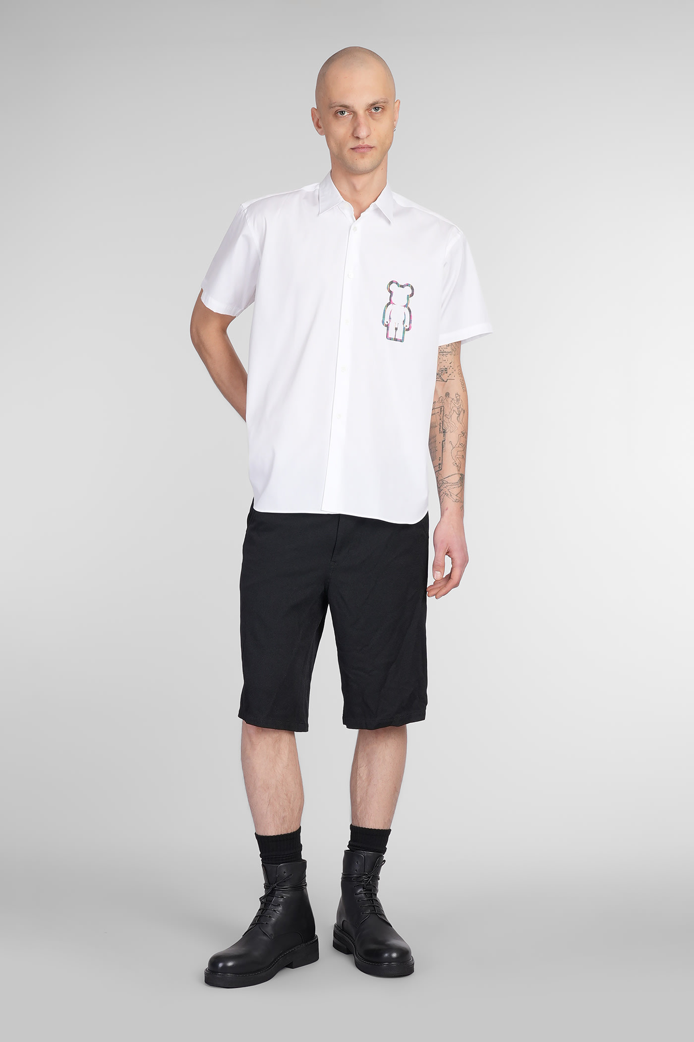 Comme Des Garçons Shirt Mens Comme Des Garcons Shirt Mid-rise Slip-pocket Cotton Shorts In Black