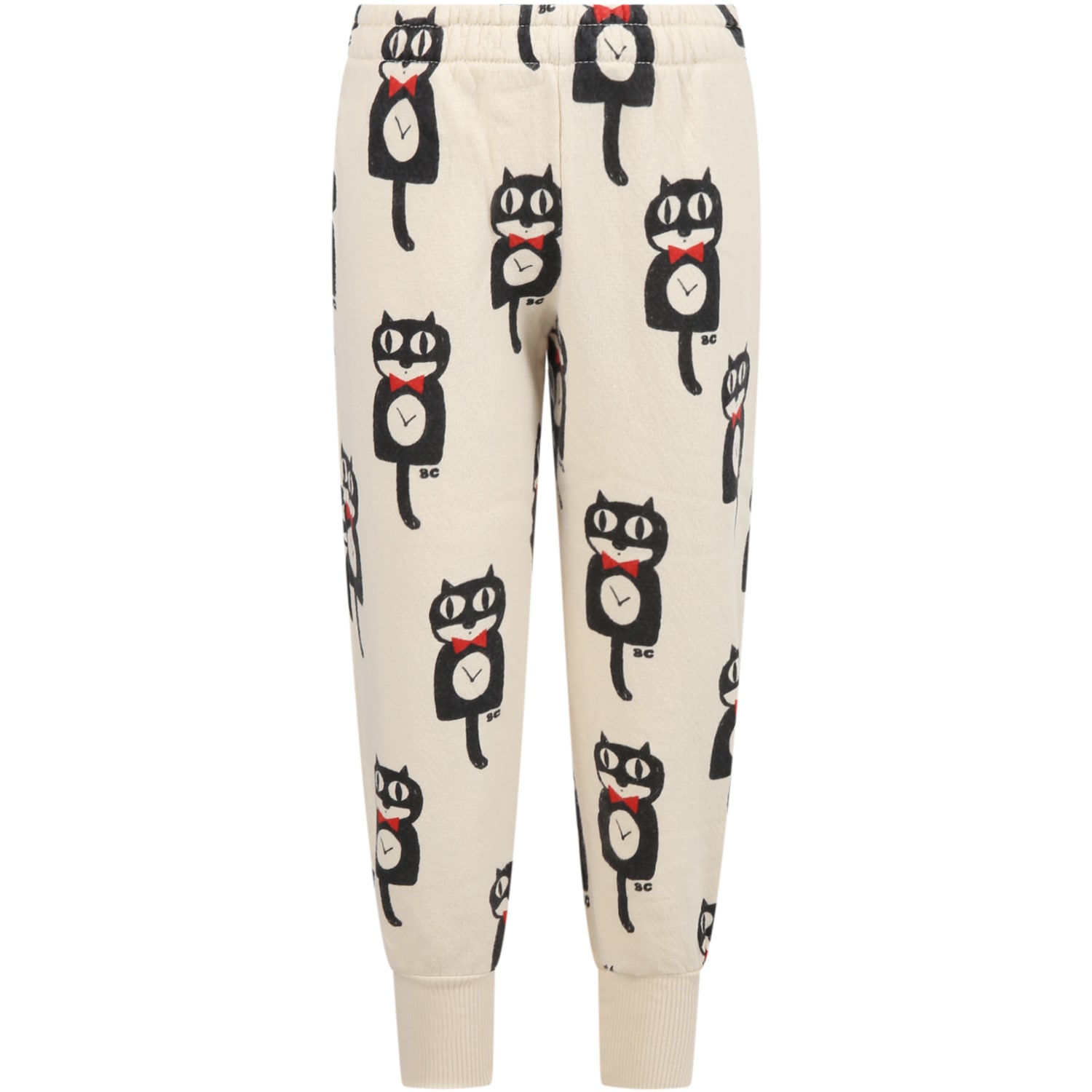Bobo Choses Ivory Sweatpants For Boy With Black Cat