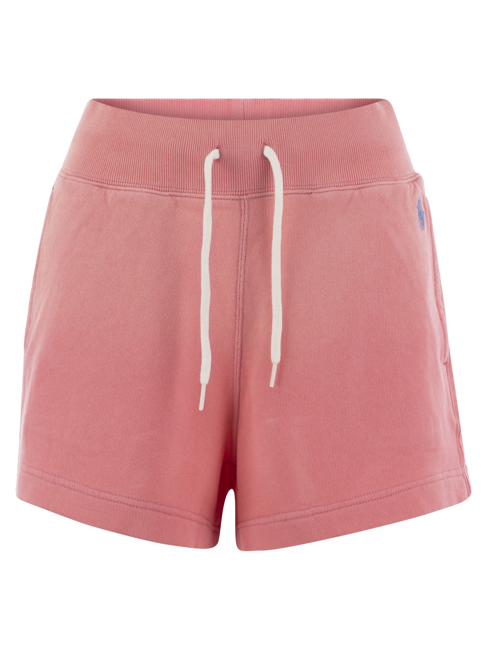 Shop Polo Ralph Lauren Plush Shorts With Drawstring In Pink