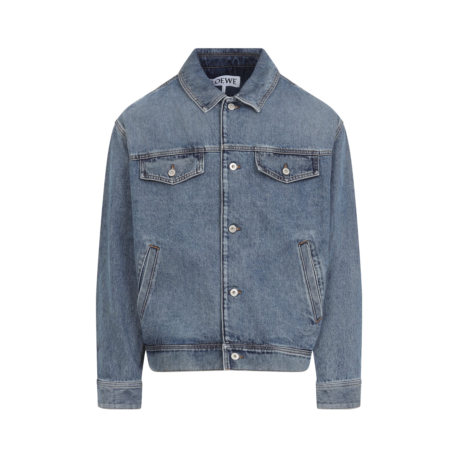 Loewe Anagram Cut-outs Denim Jacket In Blue