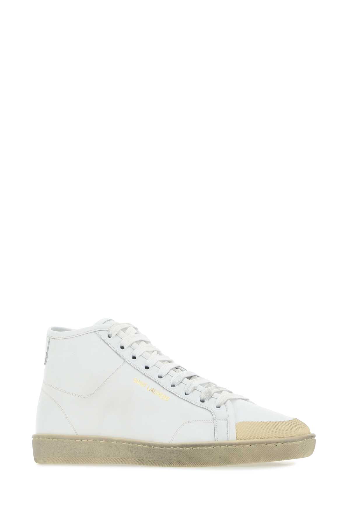 Shop Saint Laurent White Leather Court Classic Sl/39 Sneakers In 9377