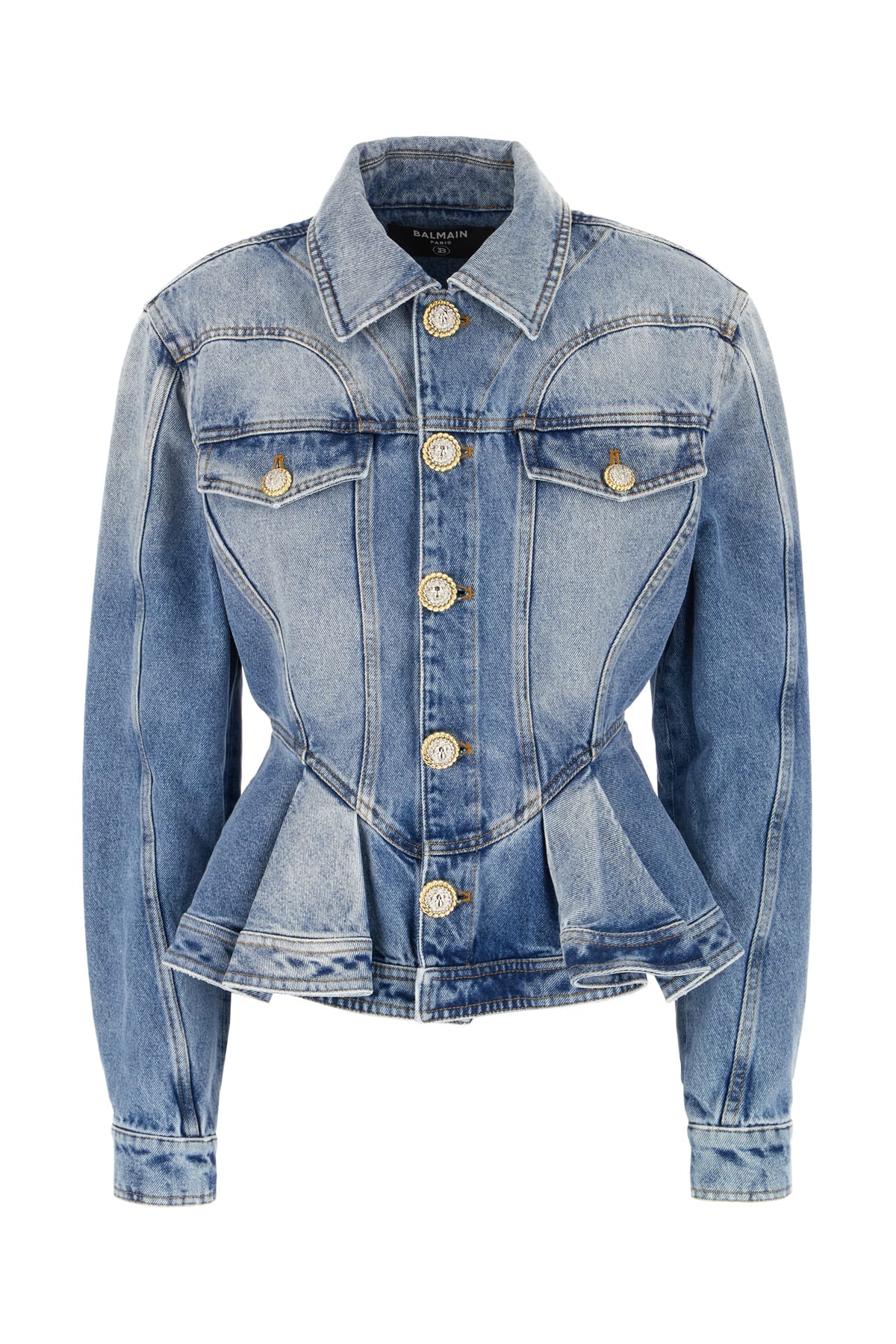 Balmain Denim Jacket In Bleu Jeaun Clair