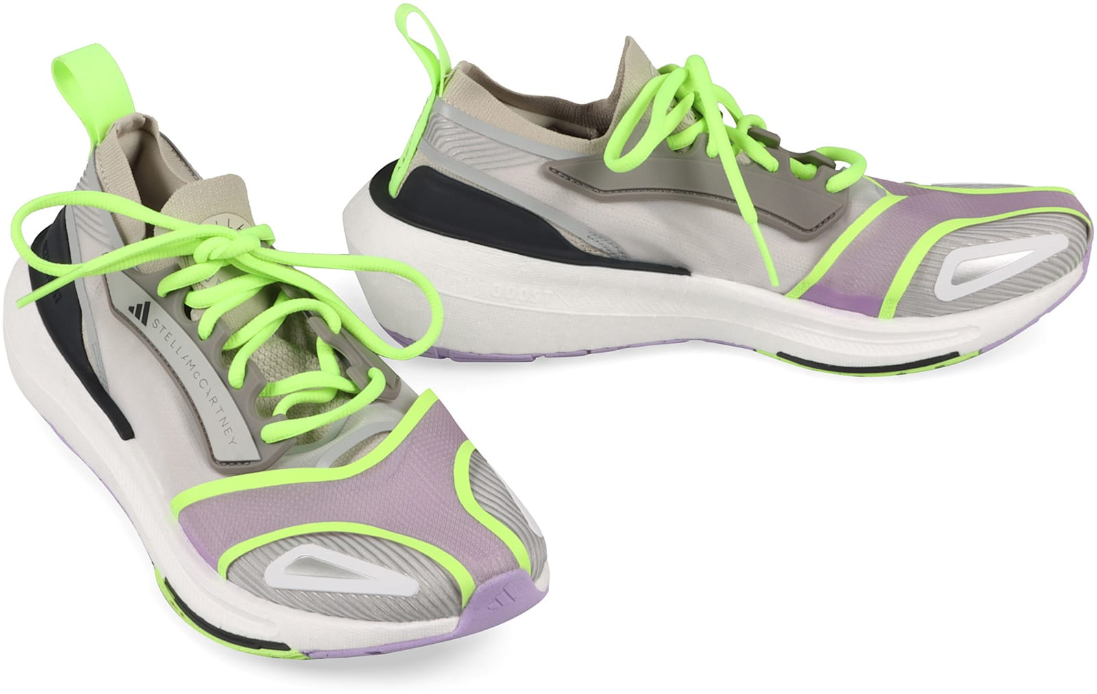 Adidas By Stella Mccartney Performance Sneakers Featuring Neon Accents In Grey