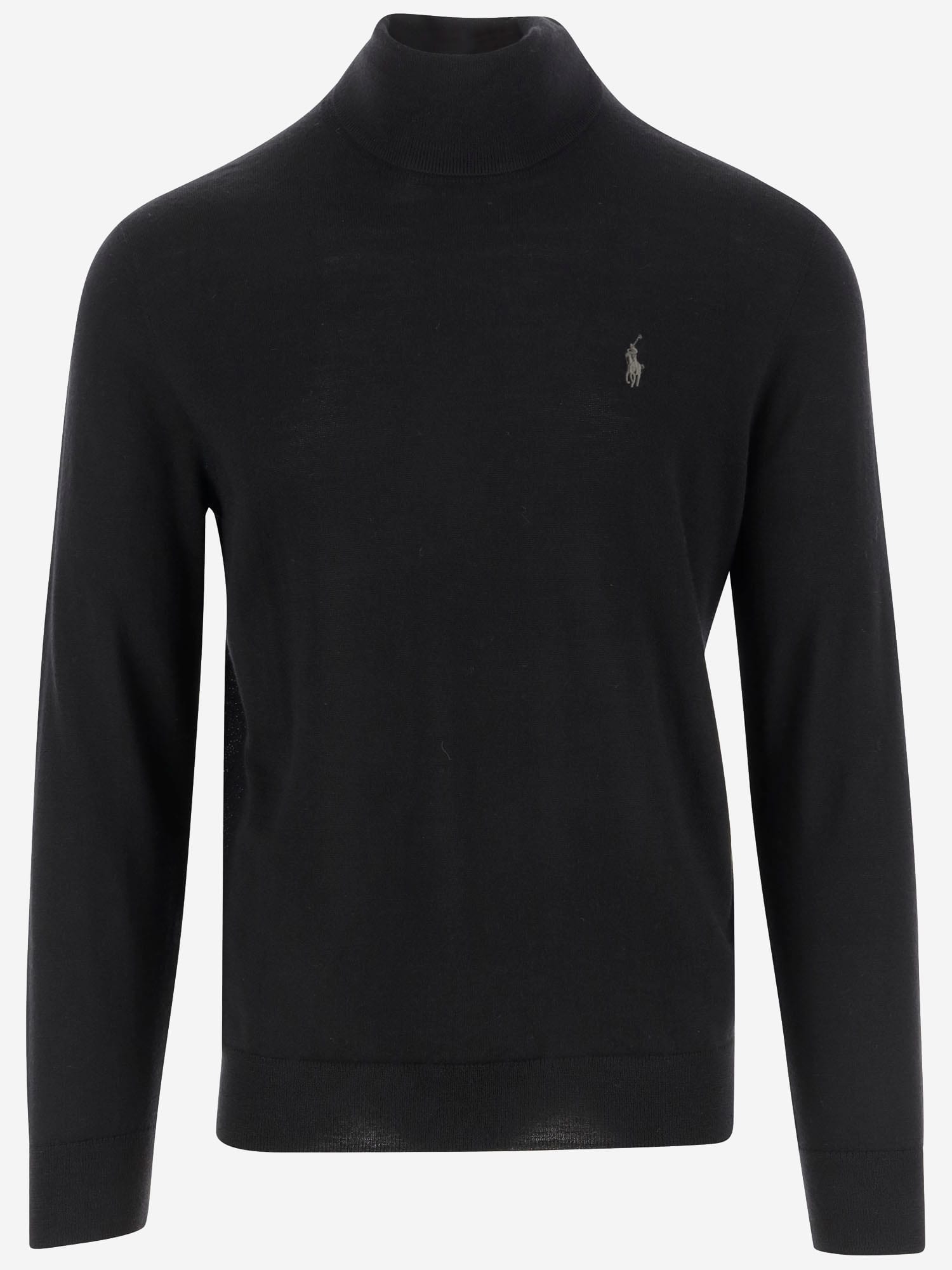 Shop Polo Ralph Lauren Wool Pullover With Logo In Black