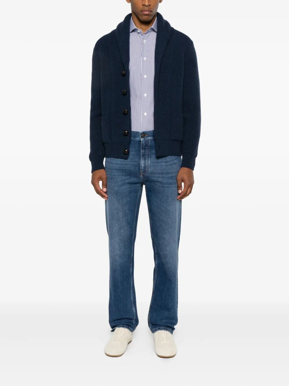 Borriello Napoli Striped Cotton Shirt In Blue