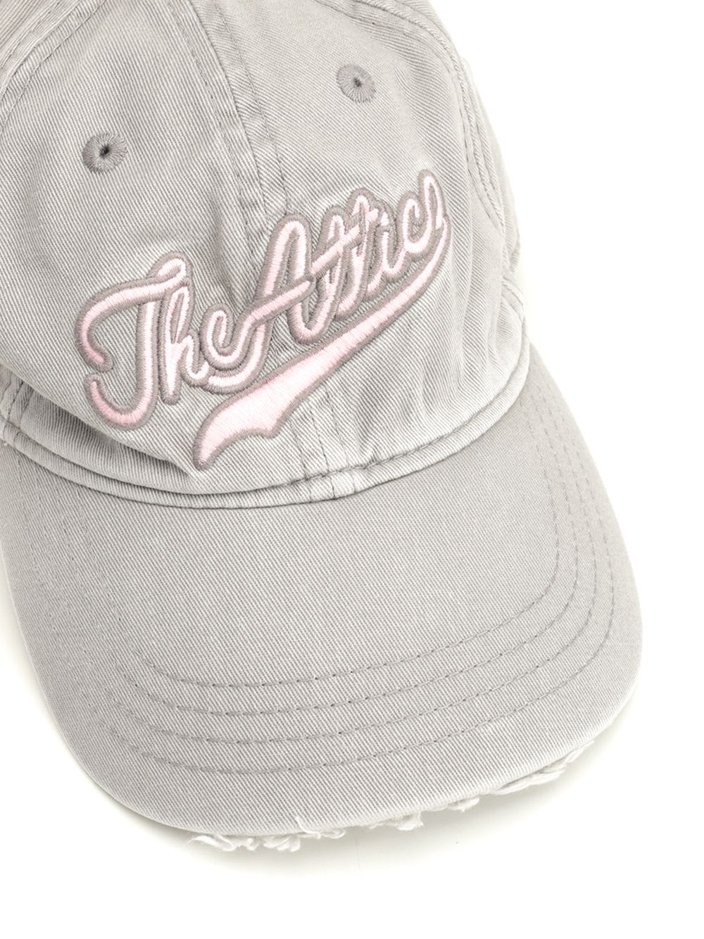 Attico Logo Embroidered Distressed Cap In Gray