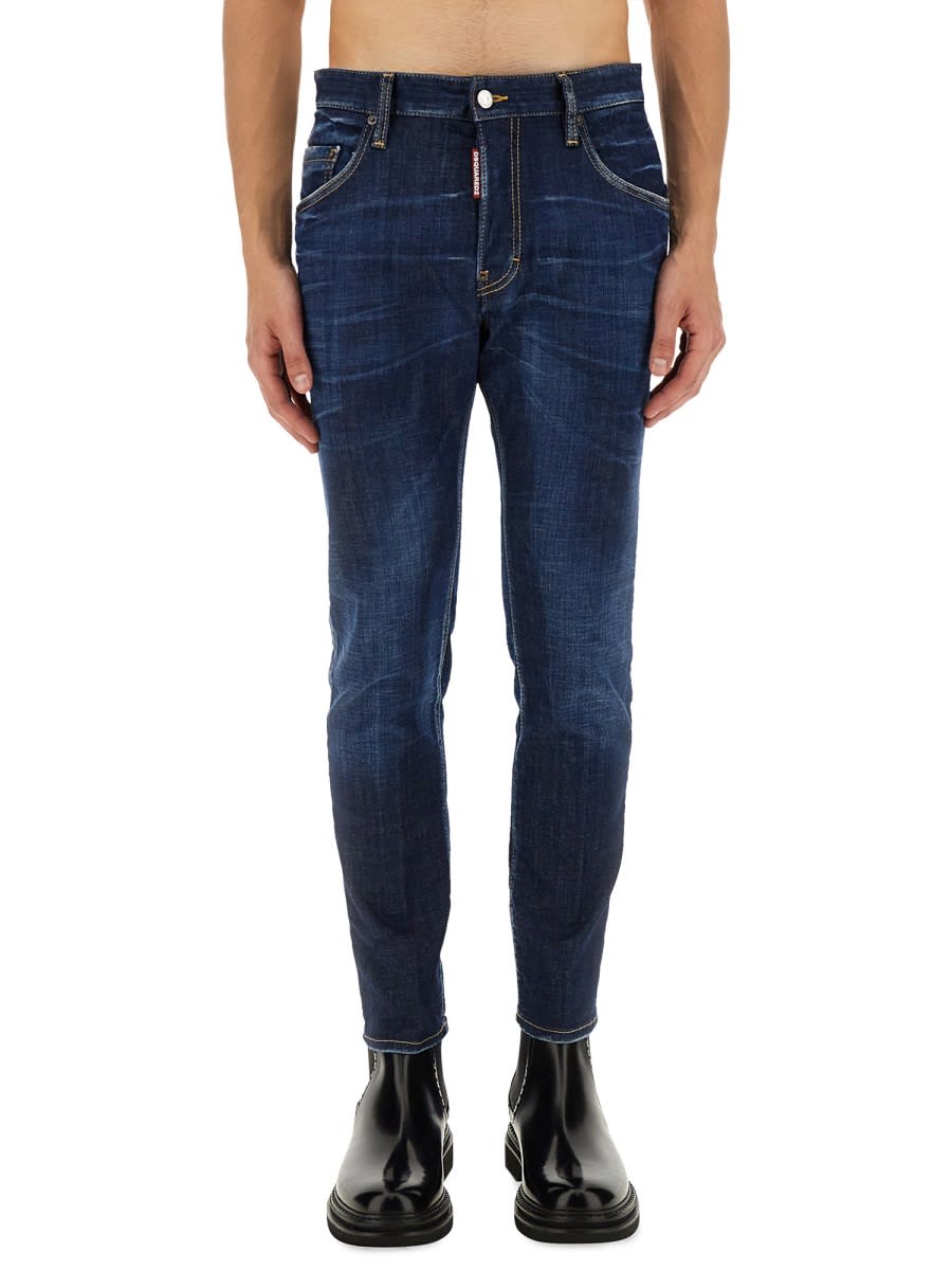 Dsquared2 Man Jeans Blue Size 30 Cotton, Elastane In Burgundy
