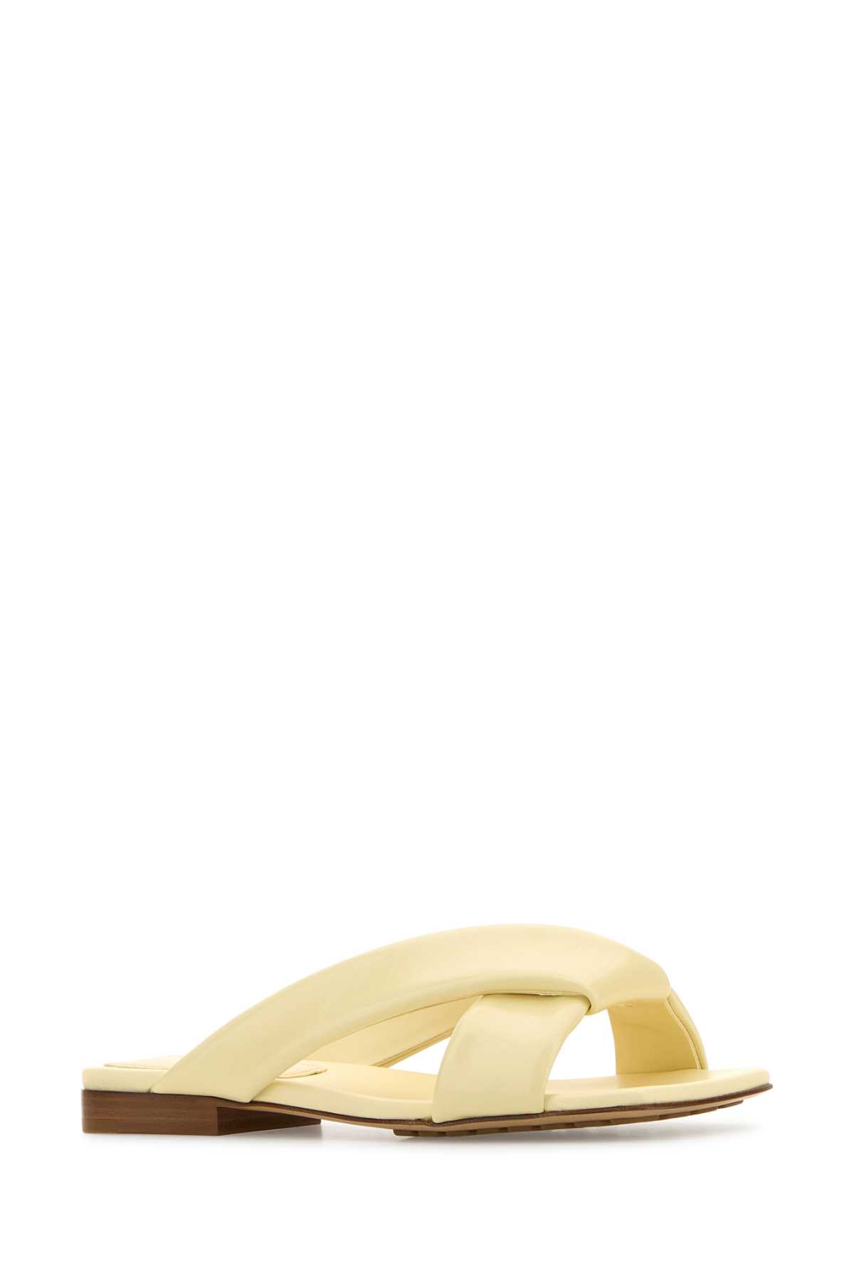 Bottega Veneta Women Pastel Yellow Leather Riva Slippers