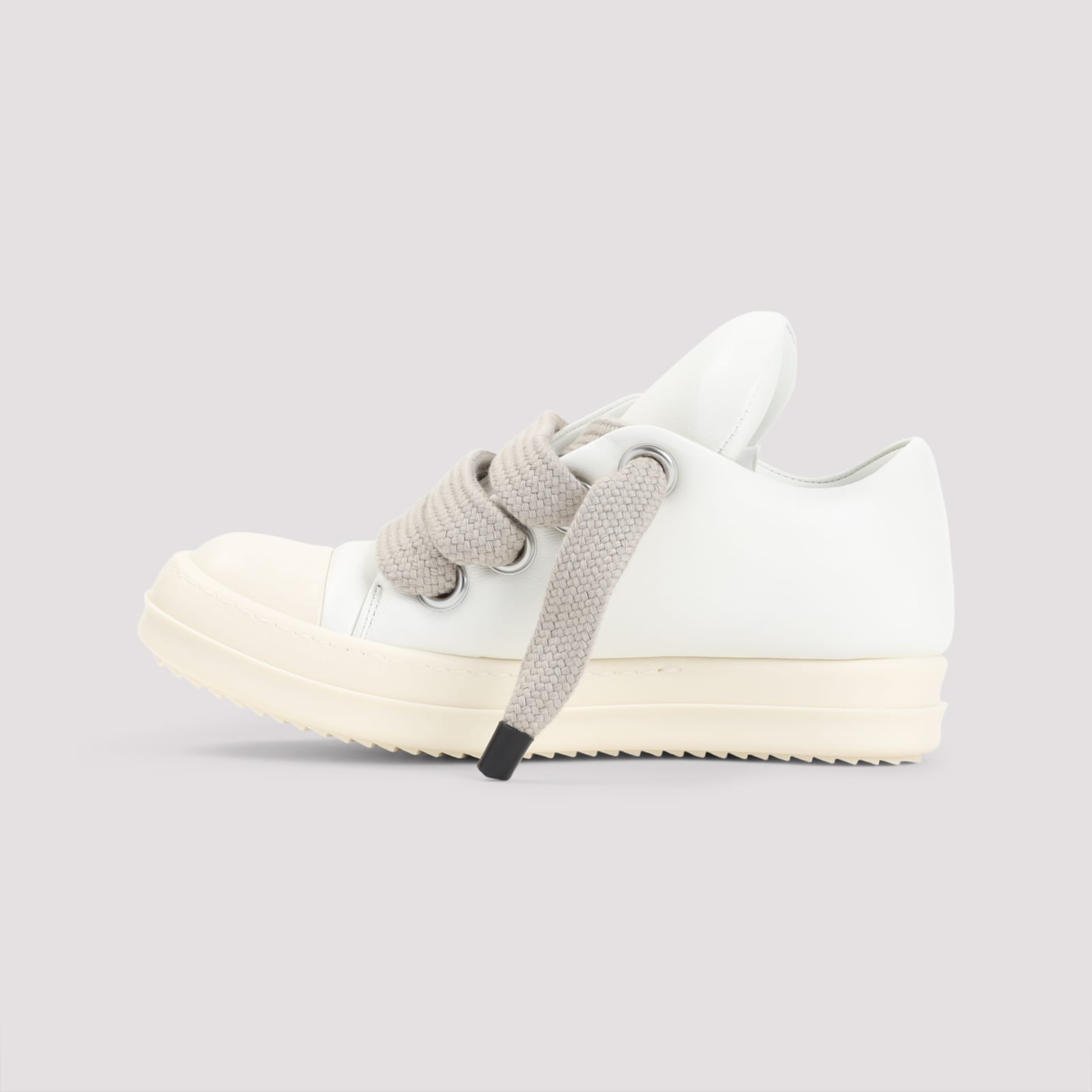Rick Owens Jumbolace Low Sneakers In Milk Milk Milk