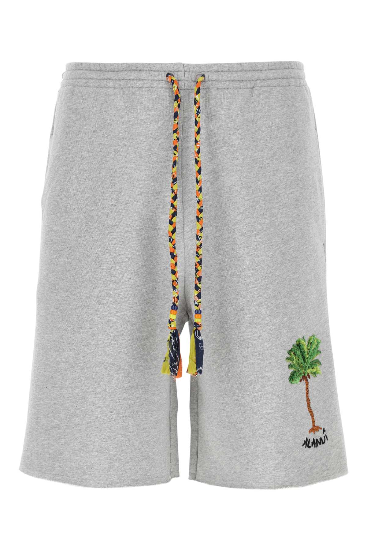 Melange Grey Stretch Cotton Stay Positive Bermuda Shorts