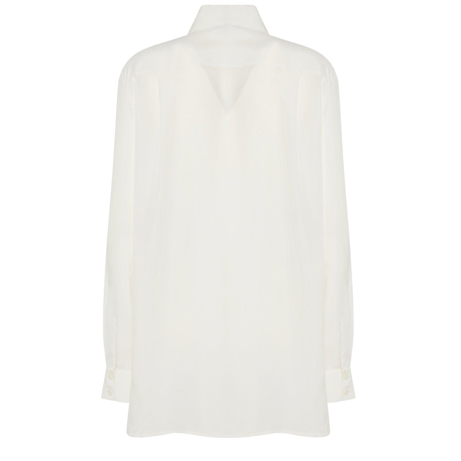 Shop Alberta Ferretti High-low Hem Poplin Shirt In White