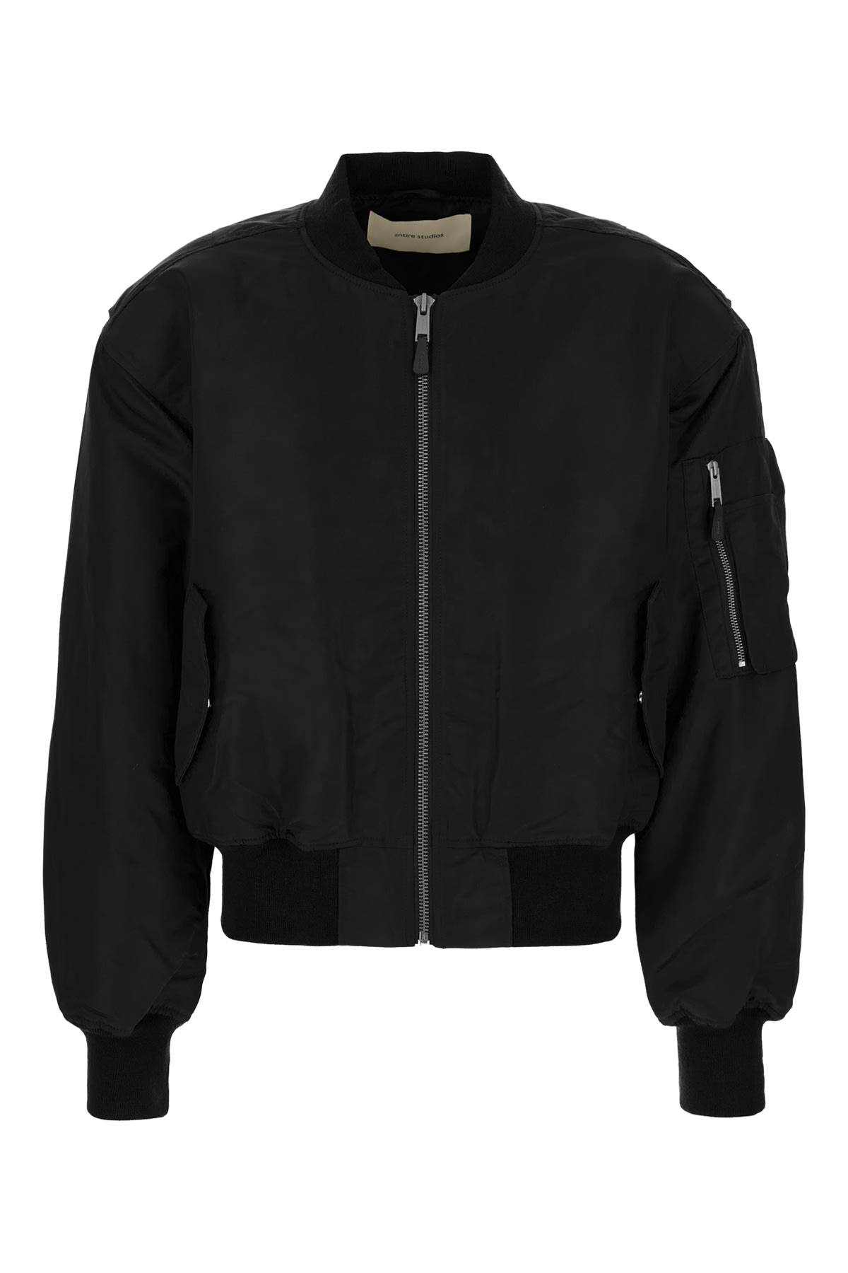 Black Nylon Padded Bomber Jacket