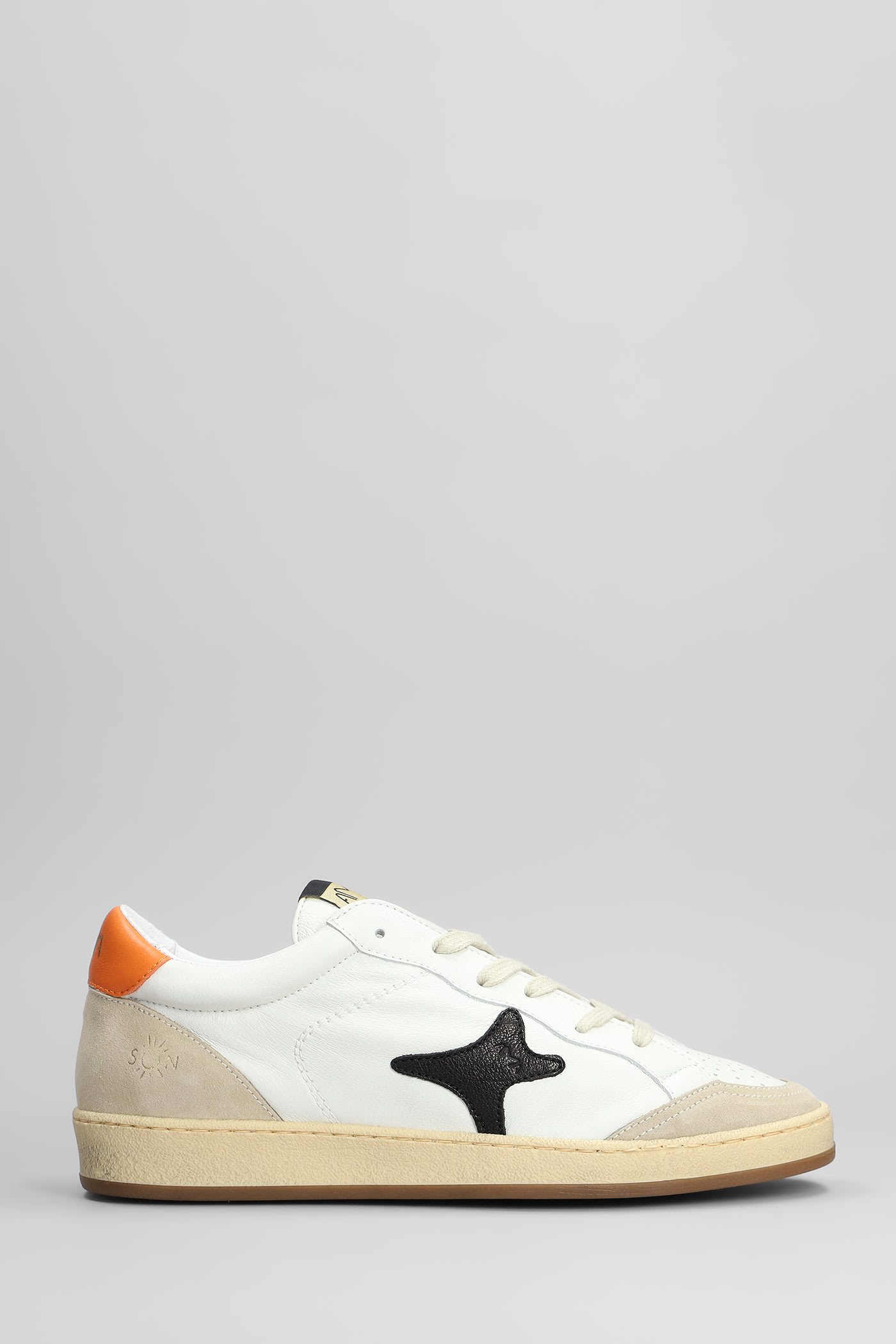 Sneakers In White Suede And Leather