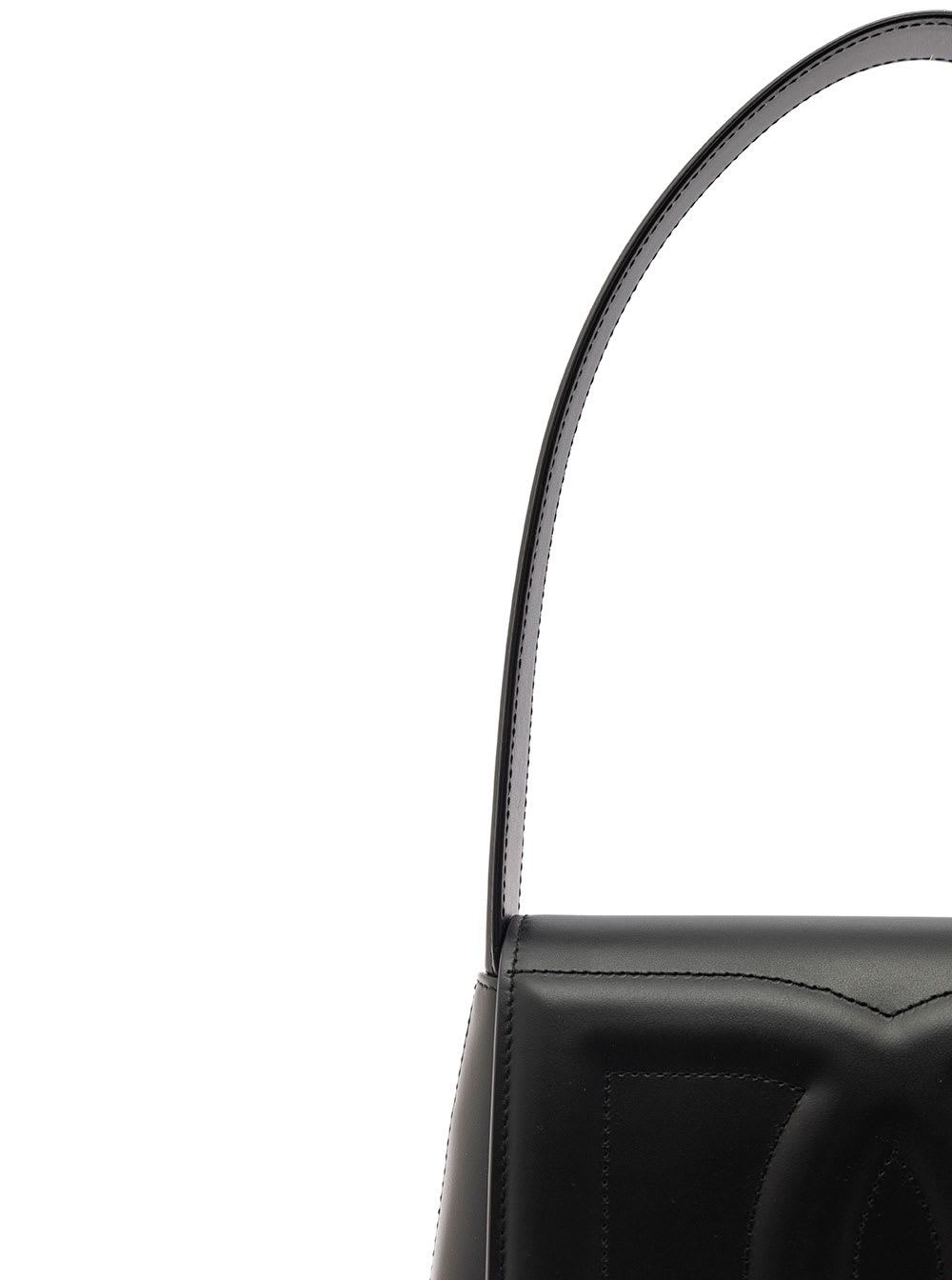 Shop Dolce & Gabbana Dg Logo Black Shoulder Bag In 3d Quilted Logo Detail In Smooth Leather Woman