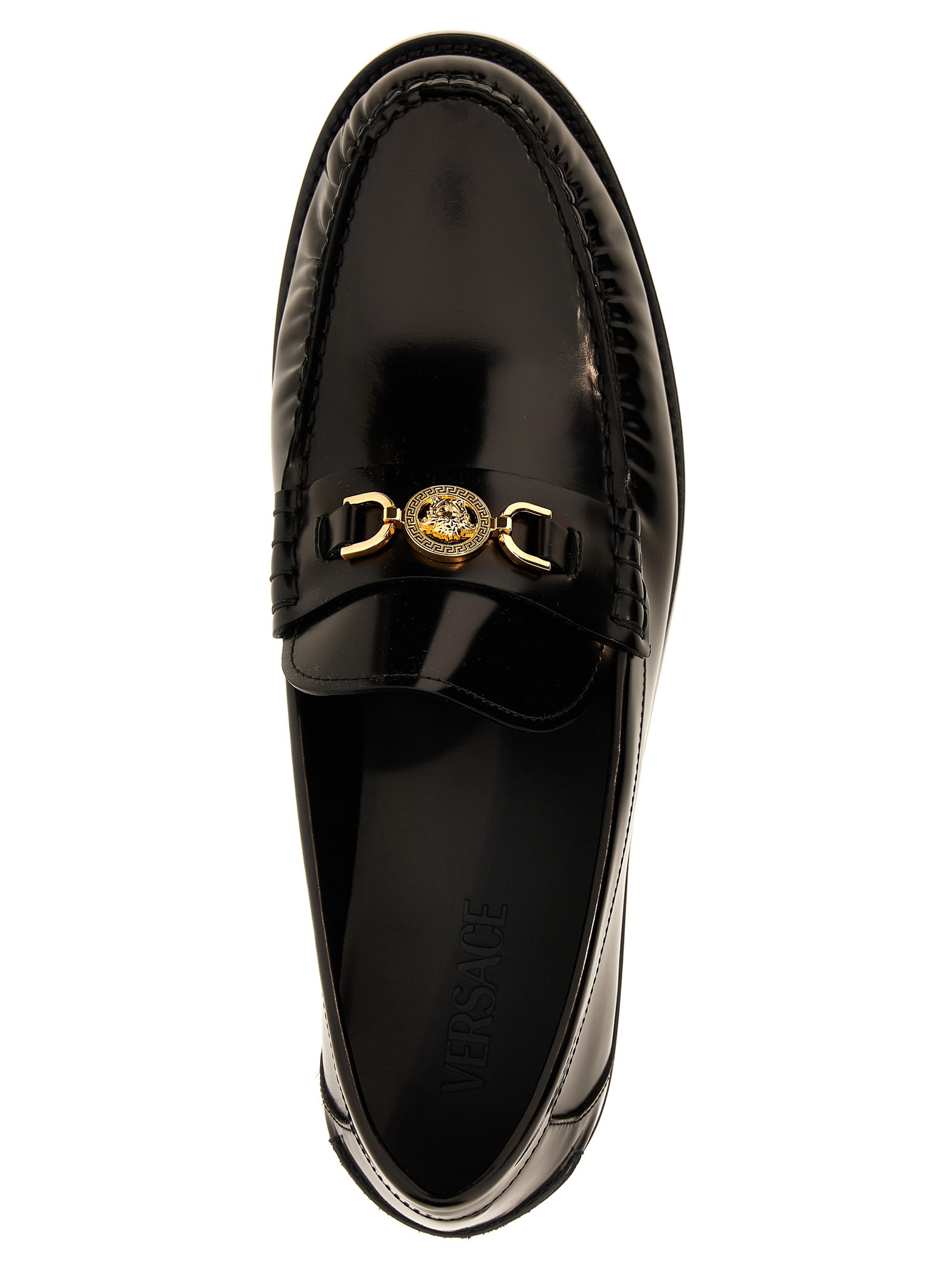 Shop Versace Medusa 95 Loafers In Black