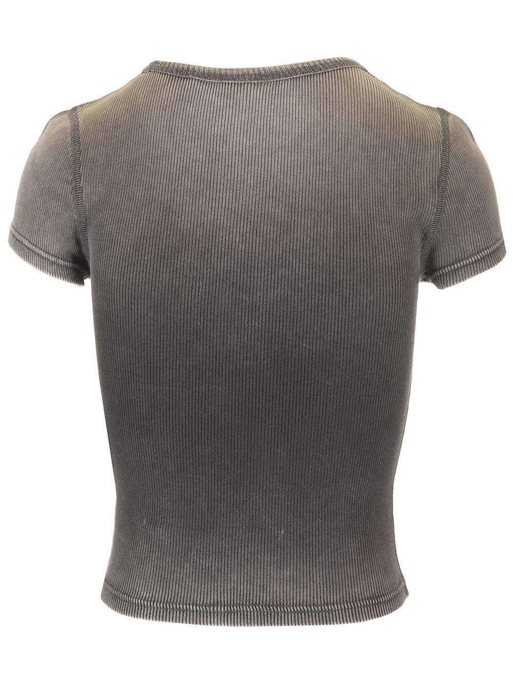 Shop Alexander Wang Ribbed Jersey T-shirt In Grey