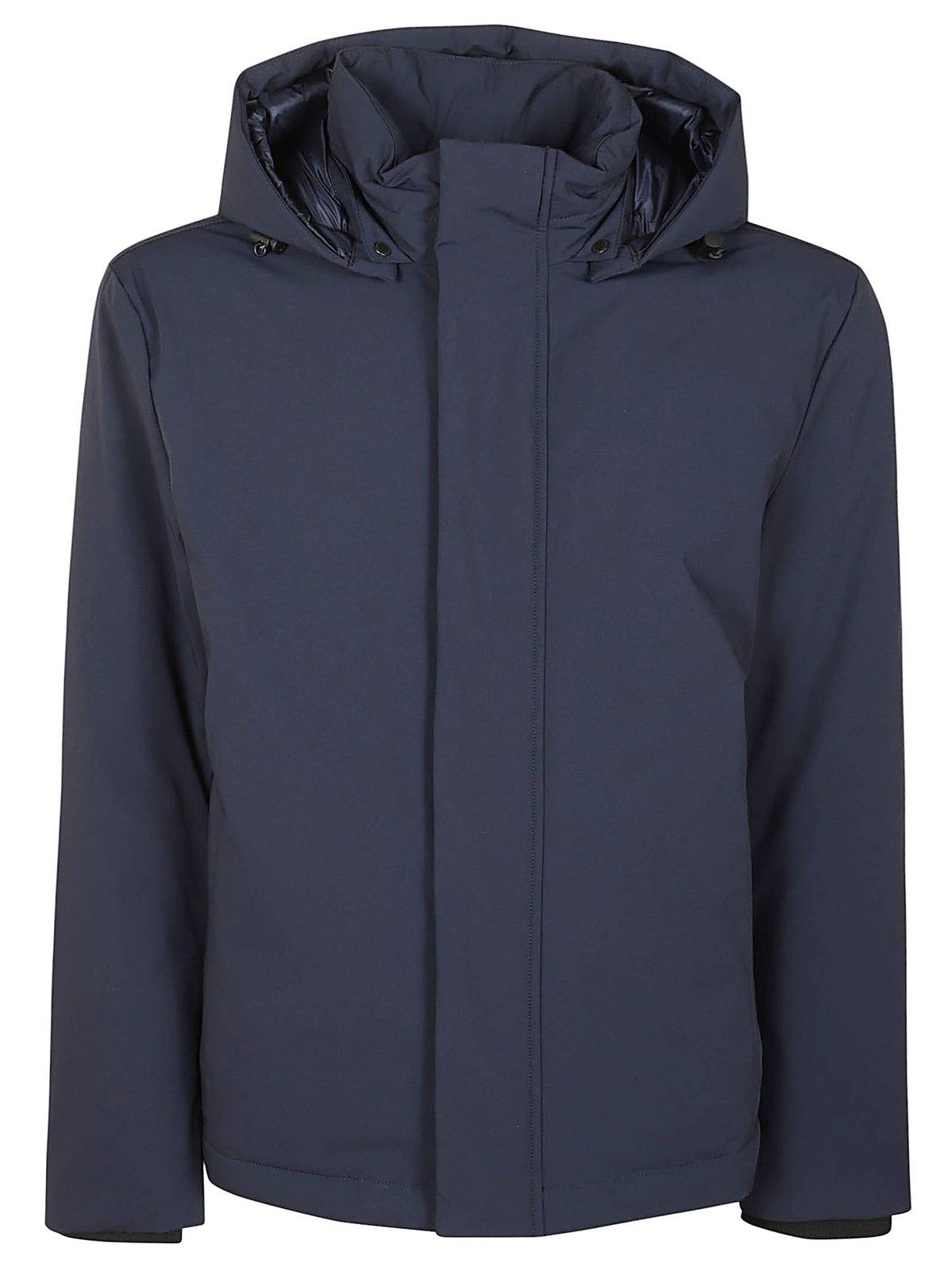 Shop Woolrich Padded Detachable Hooded Jacket In Melton Blue