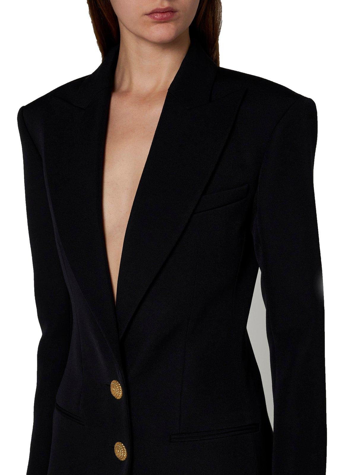 Shop Balmain Single Breasted Sleeved Blazer In Black