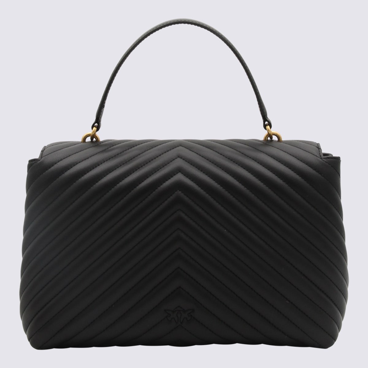Shop Pinko Black Leather Love Lady Shoulder Bag