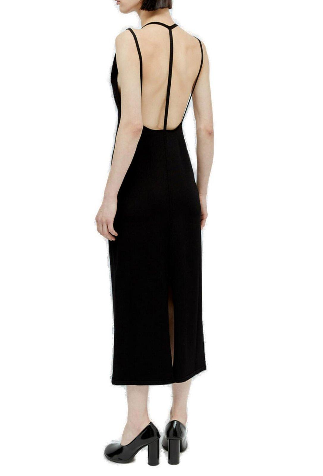 Khaite Terri Long Dress With V-neck In Black