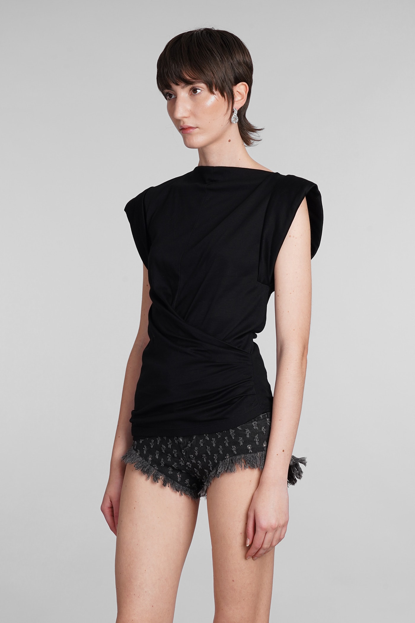 Shop Isabel Marant Maisan Topwear In Black Cotton