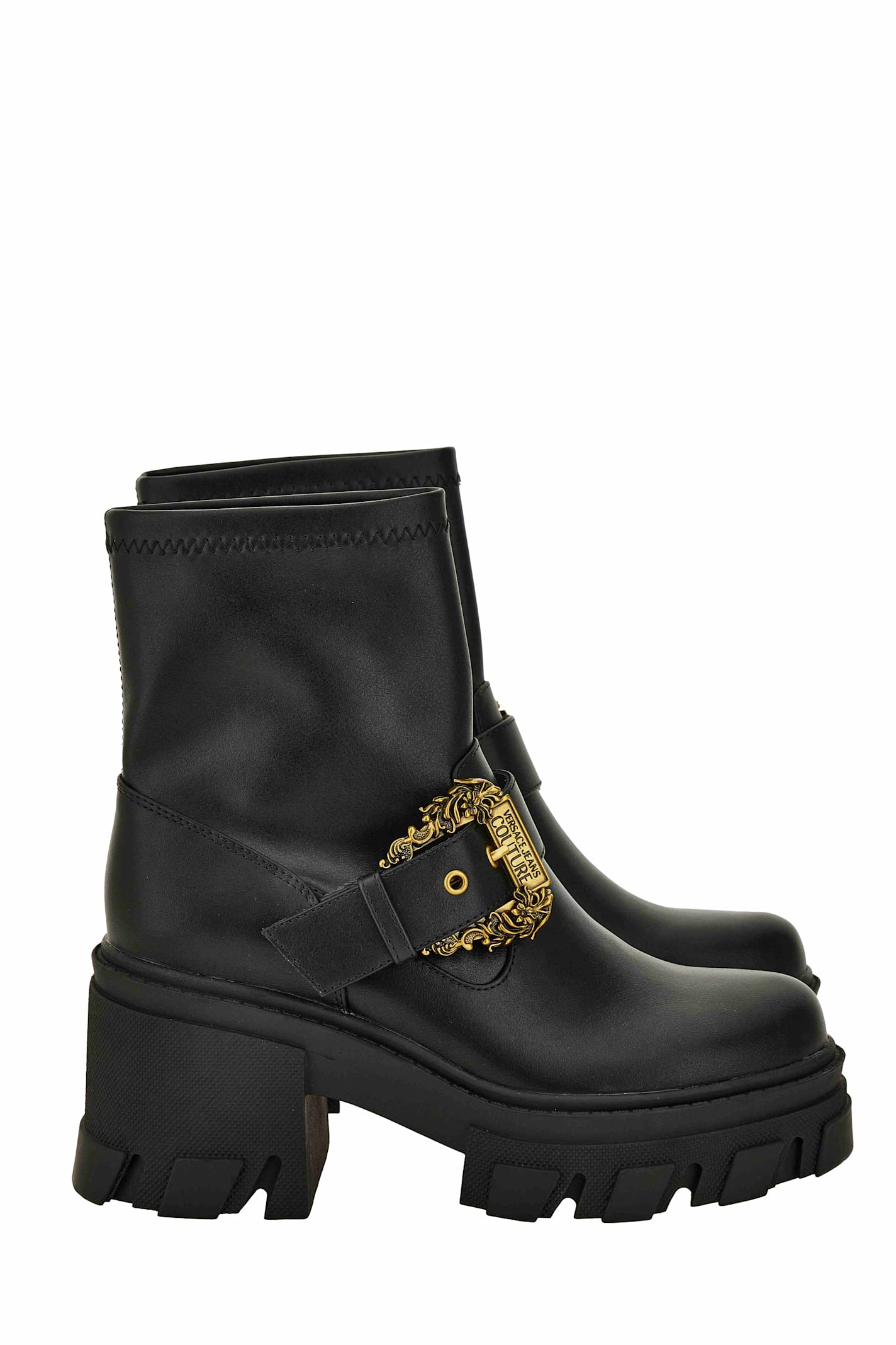 Versace Jeans Couture Buckle-embellished Boots In Black