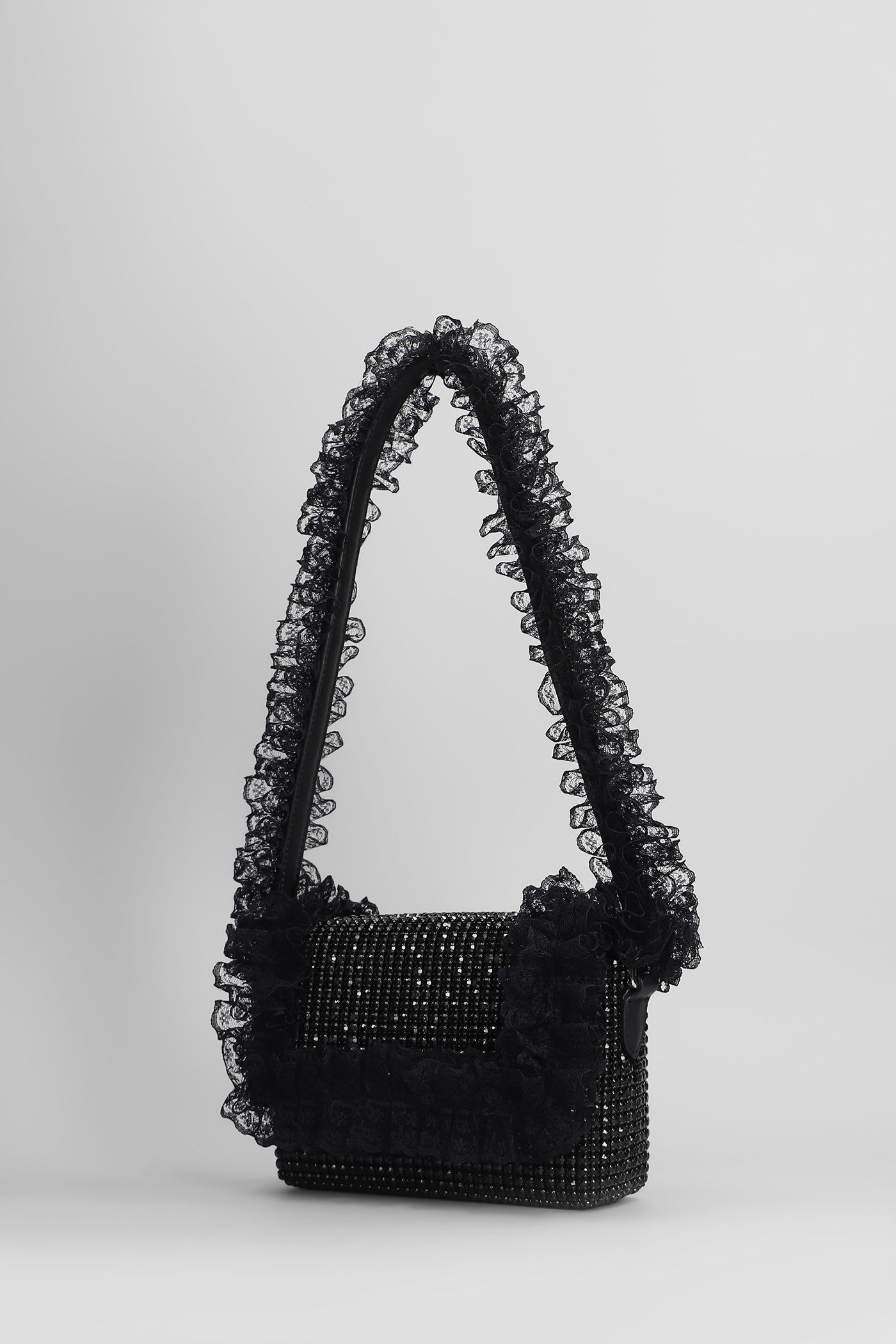 Self-portrait Crystal Lace Shoulder Bag In Black