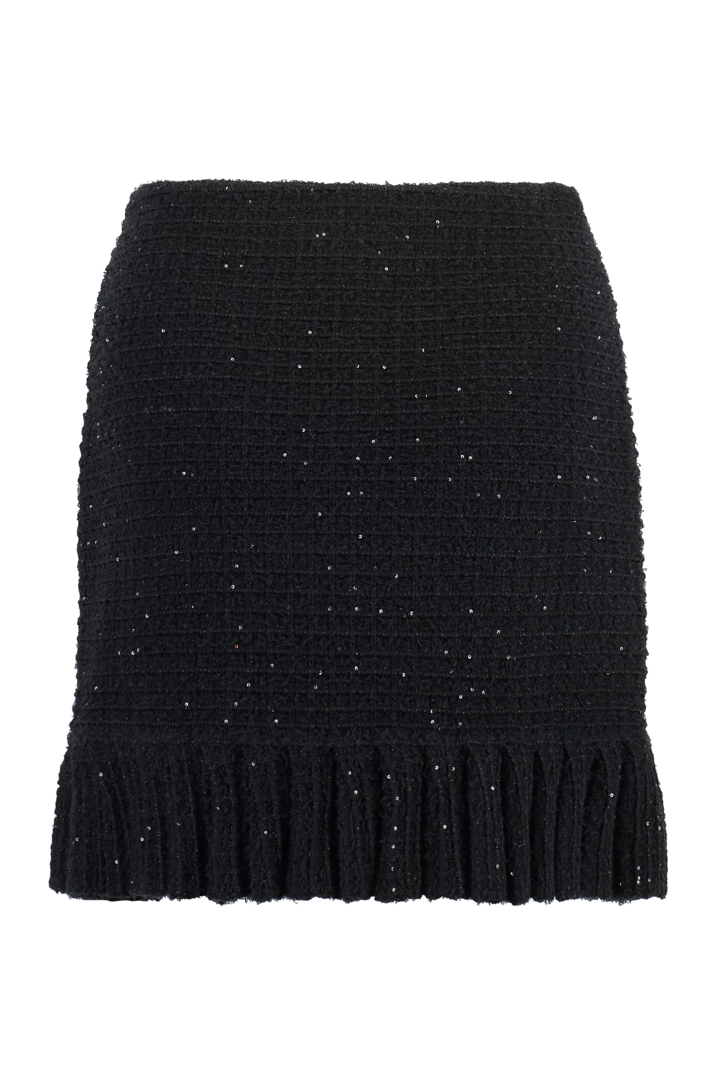 Shop Self-portrait Knitted Mini Skirt In Black