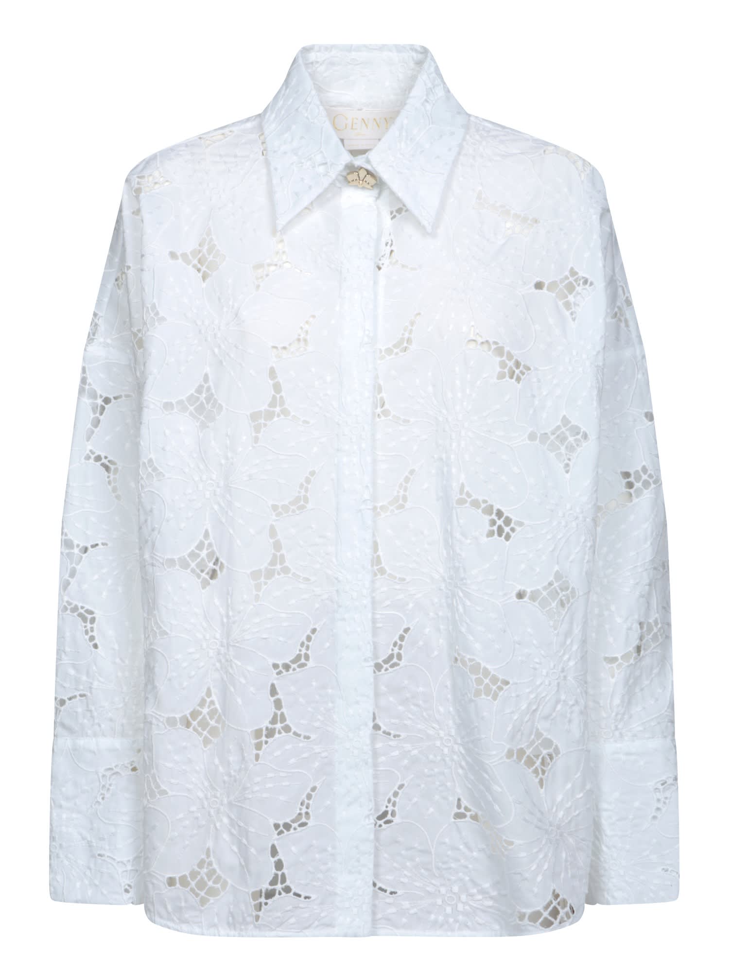 Shop Genny White Floral Poplin Shirt