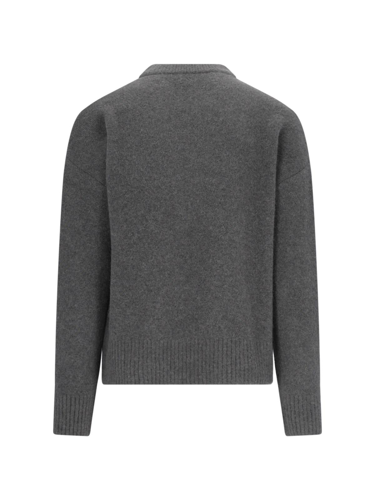 Shop Ami Alexandre Mattiussi De Couer Crew Neck Sweater In Dark Grey