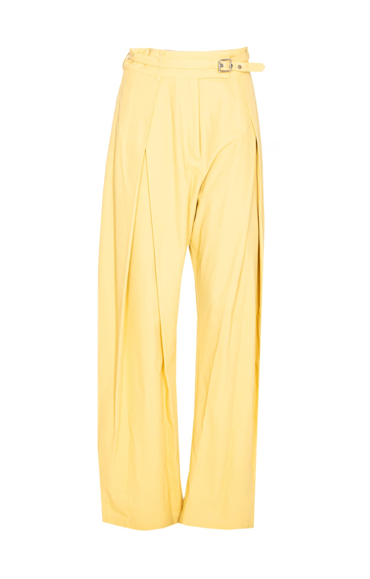 Pinko Belted Butter Yellow Trouser With Layered Details