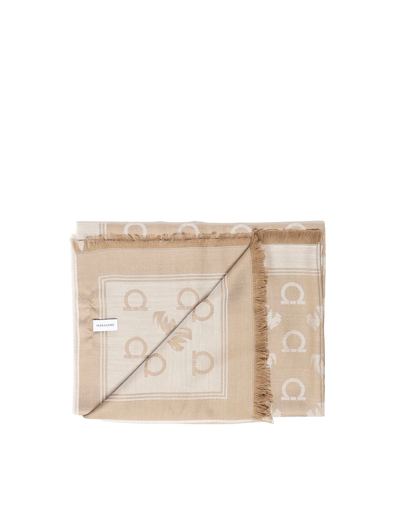 Ferragamo Gancini Square Stole In Neutral