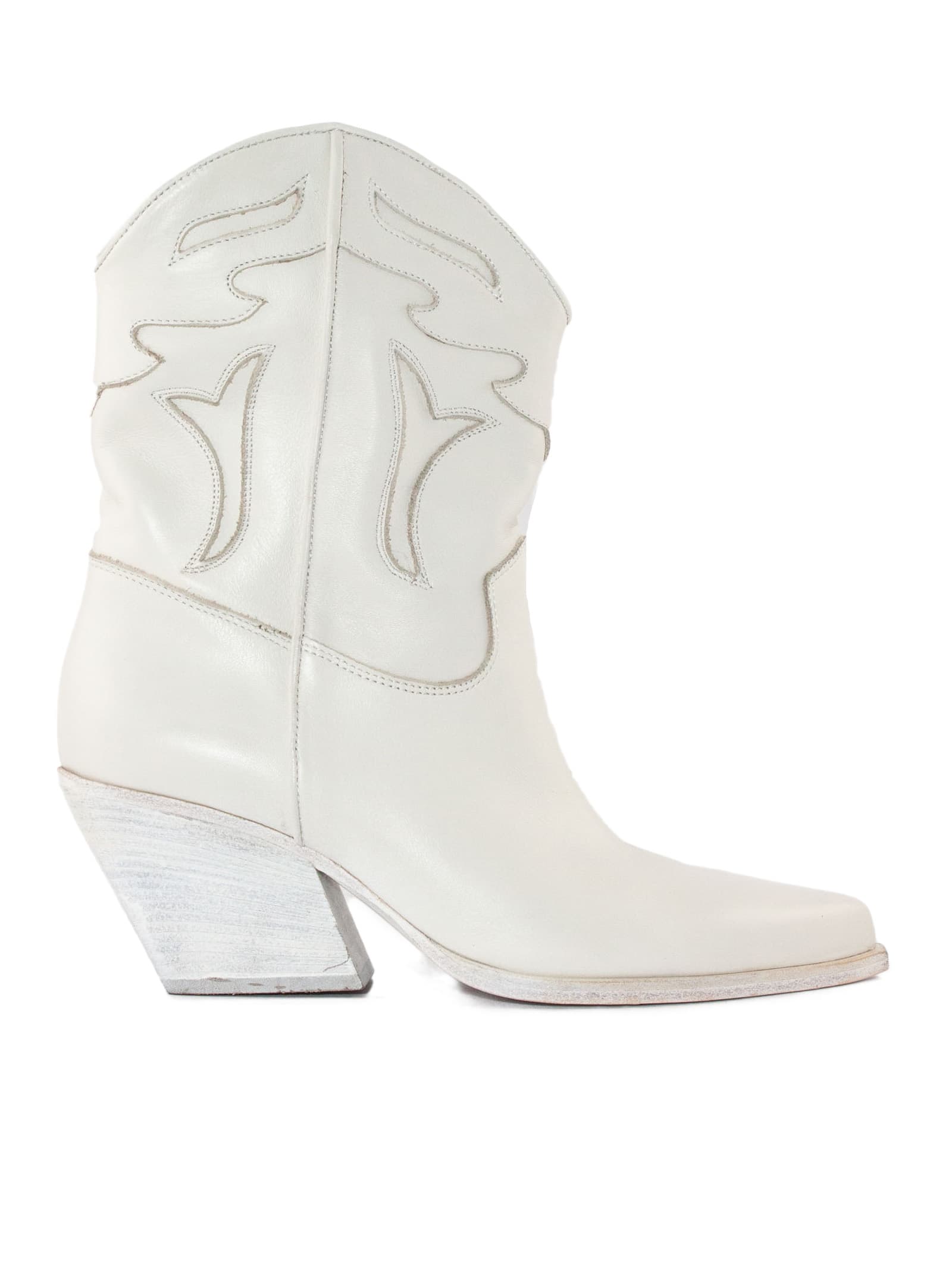White Leather Texan Boot