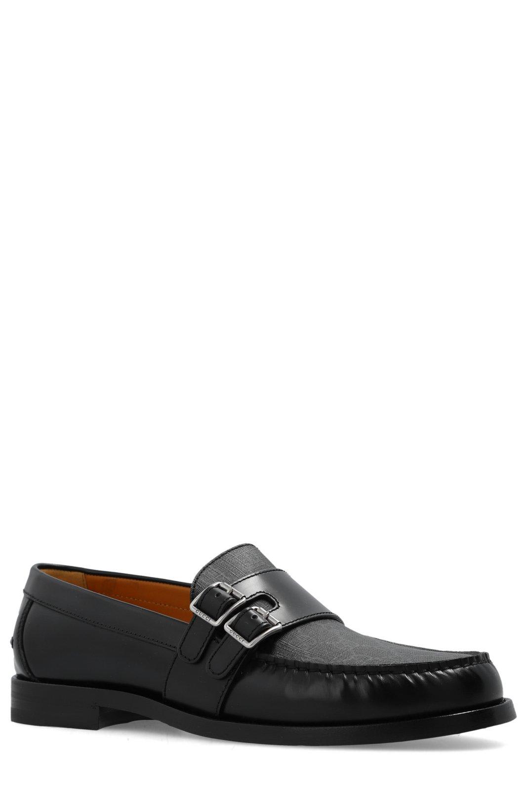 Shop Gucci Buckle Detailed Loafers In Black