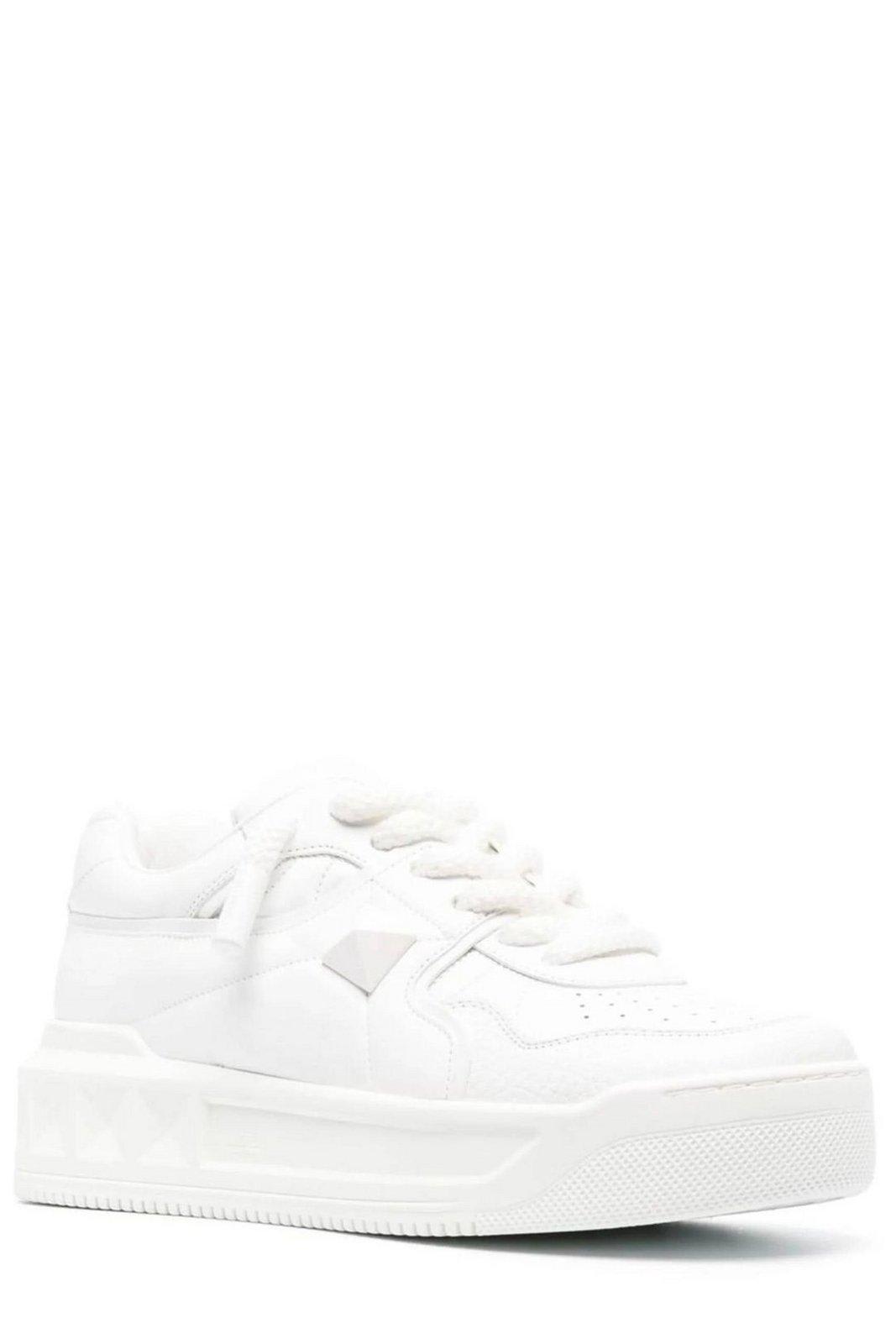 Shop Valentino Garavani One Stud Xl Lace-up Sneakers In Bianco