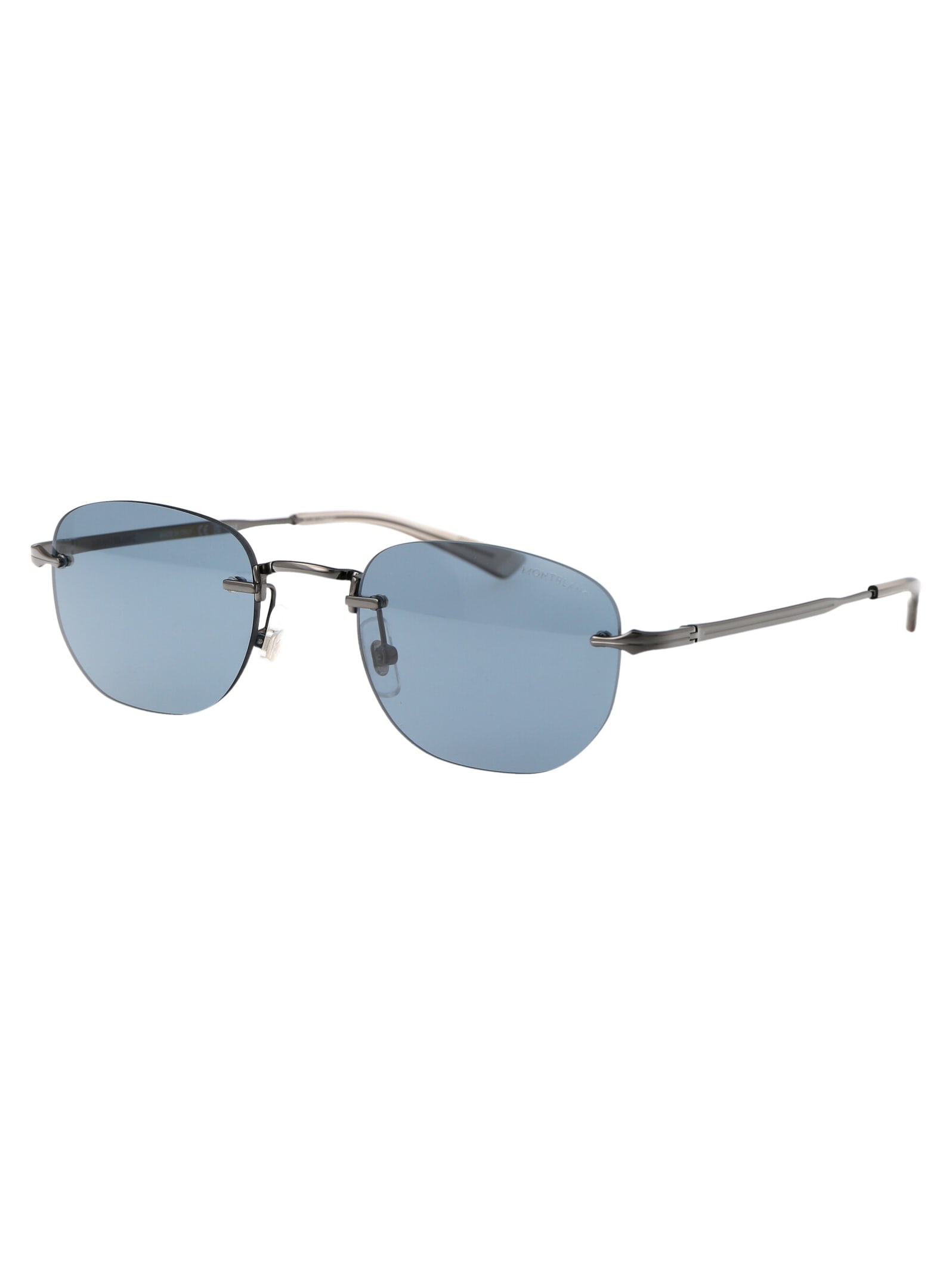 Shop Montblanc Mb0303s Sunglasses In 002 Ruthenium Ruthenium Blue